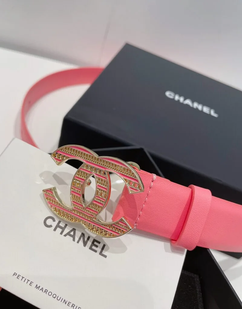 Chanel Carve CC Gold Tone Buckle Belt Pink - Image 5