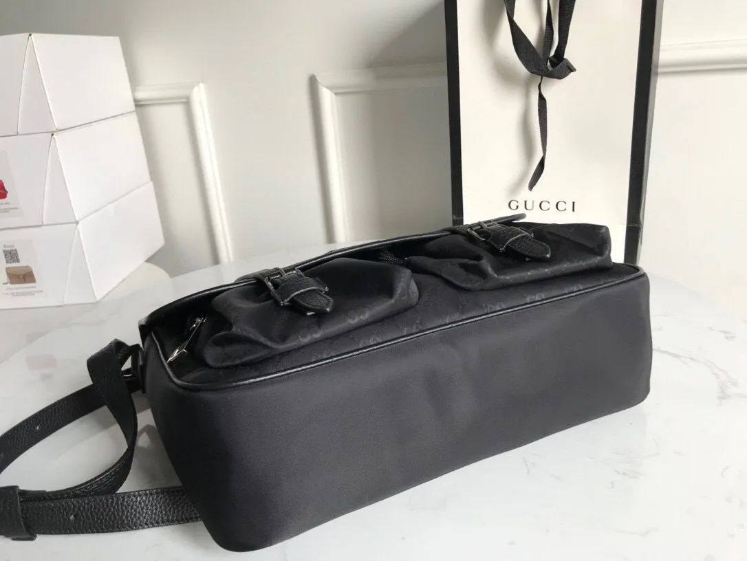 Gucci Shoulder Bag Nylon Shima Black GG Embossed / - Image 5