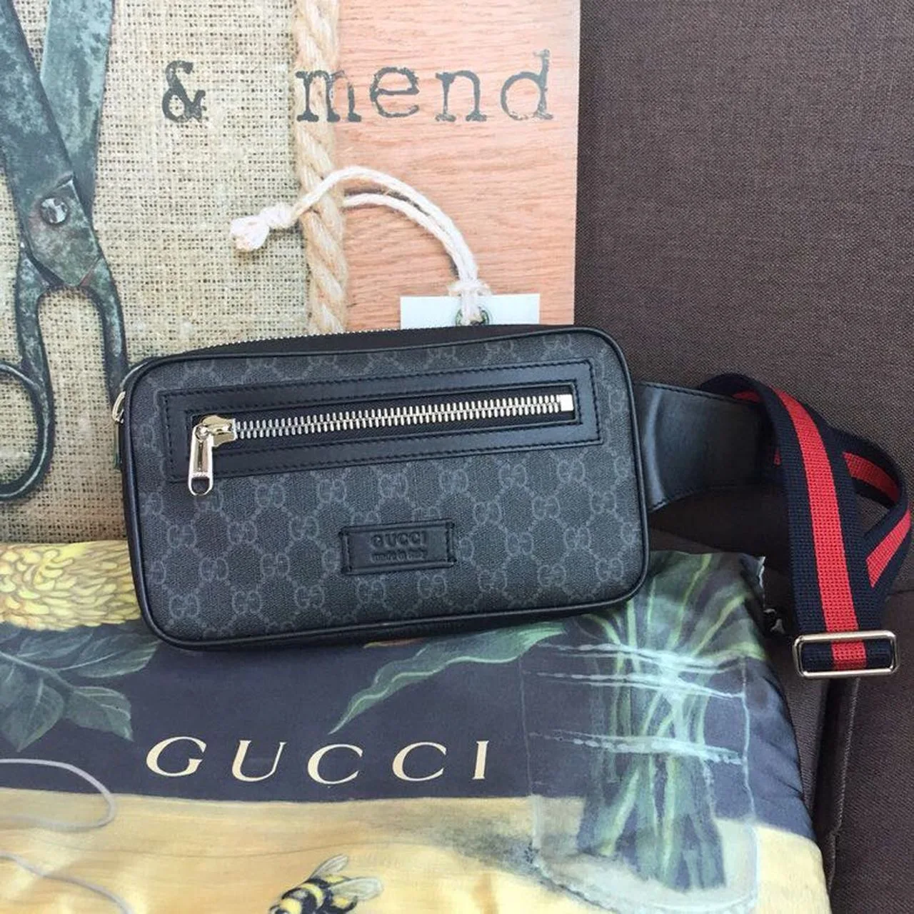 Alternative view of Gucci GG Black Belt Bag Black/Grey Soft GG Supreme Crafted /