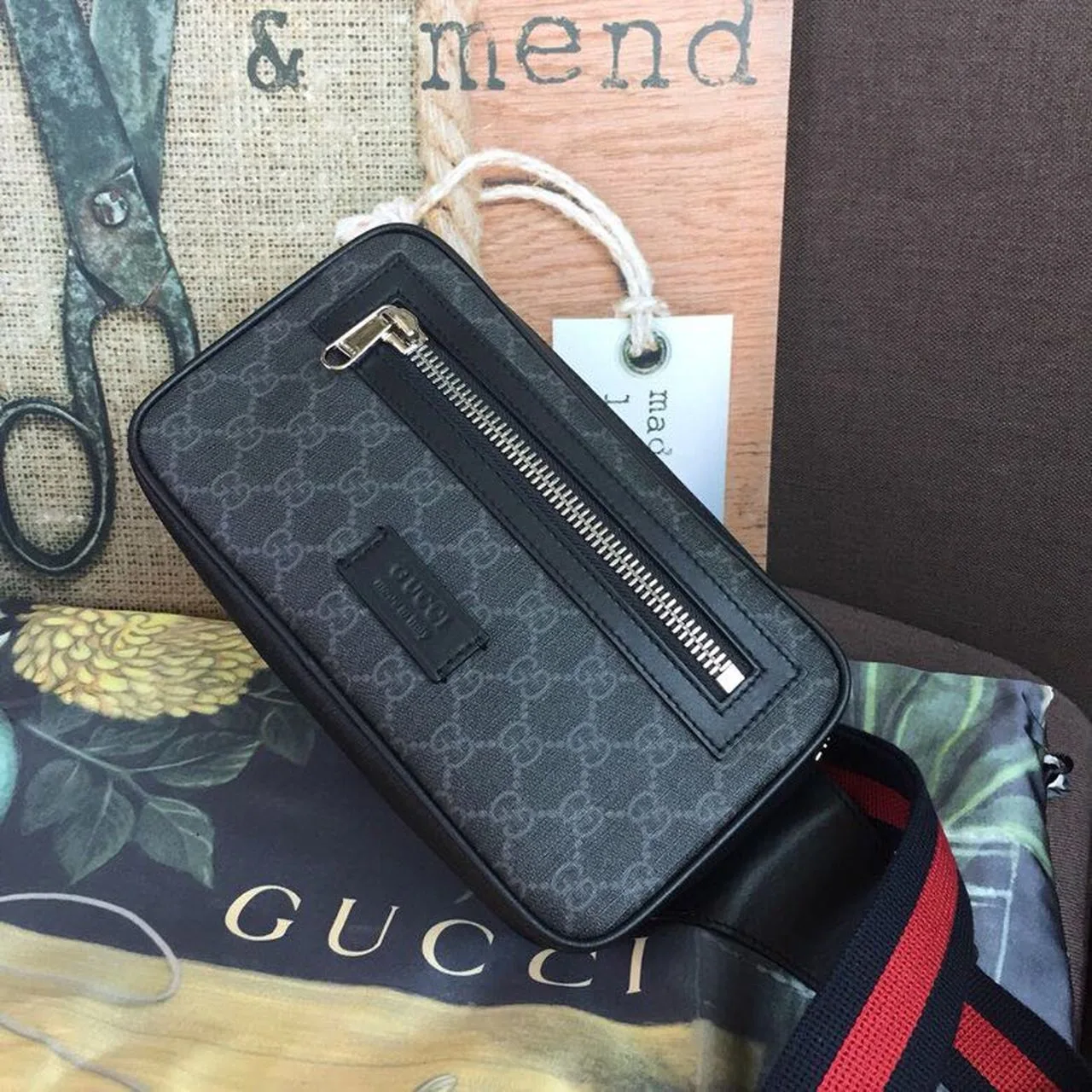 Gucci GG Black Belt Bag Black/Grey Soft GG Supreme Crafted / - Image 7