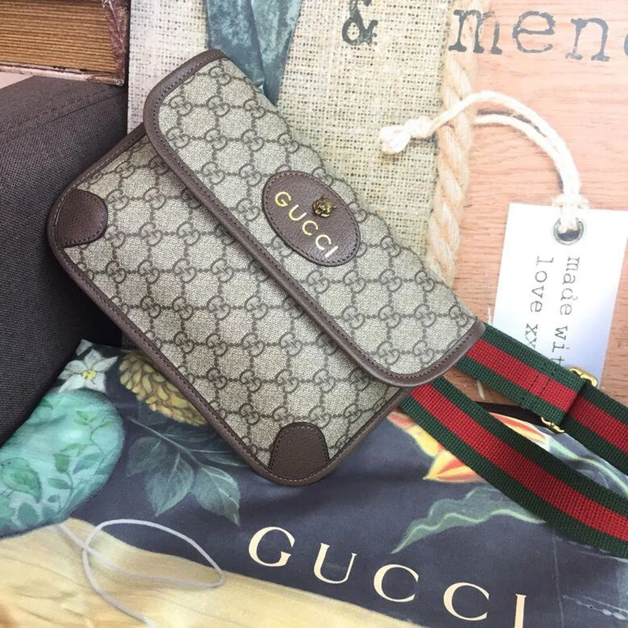 Gucci Neo Vintage GG Supreme Belt Bag Beige/ebony GG Supreme Canvas With Brown / - Image 4