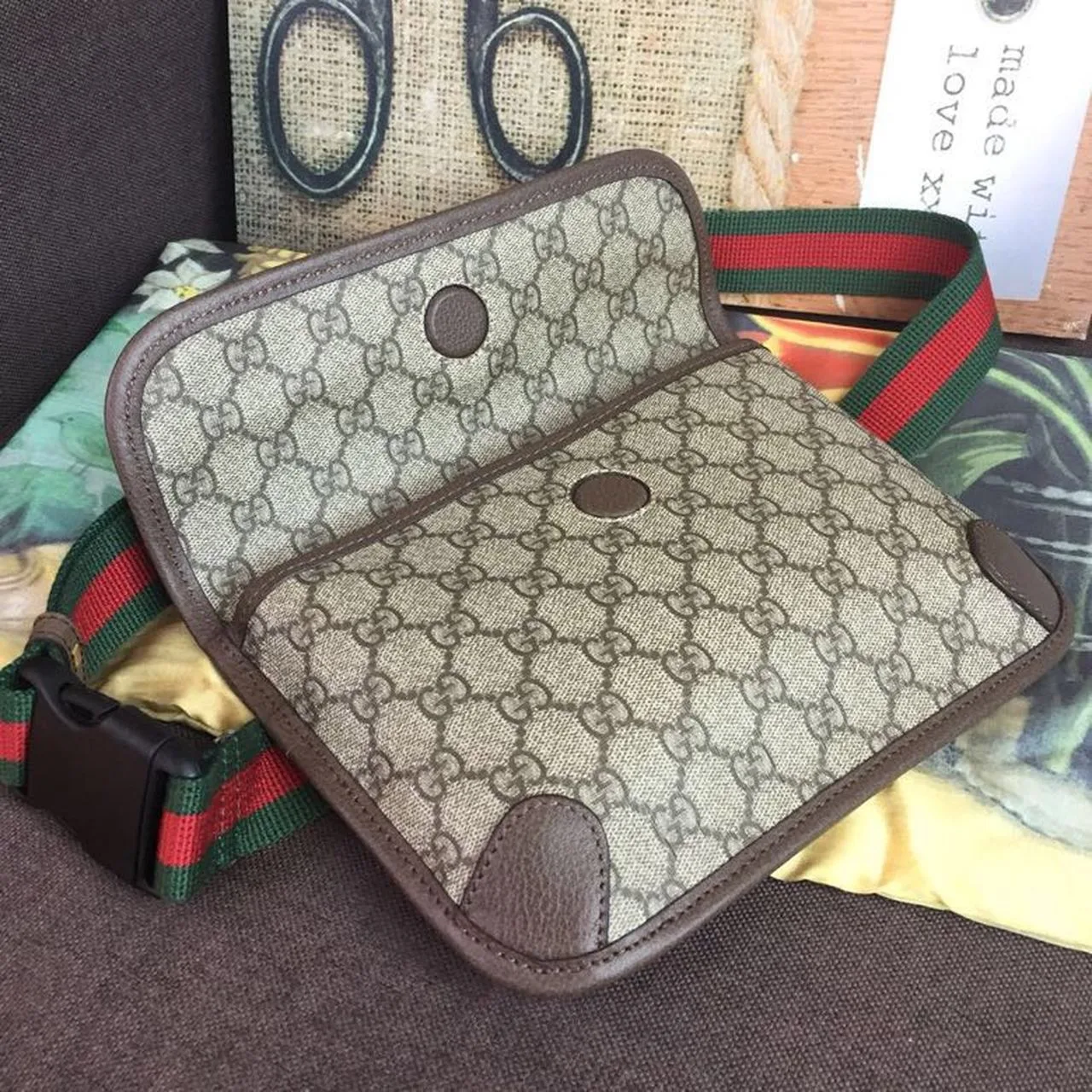 Gucci Neo Vintage GG Supreme Belt Bag Beige/ebony GG Supreme Canvas With Brown / - Image 6