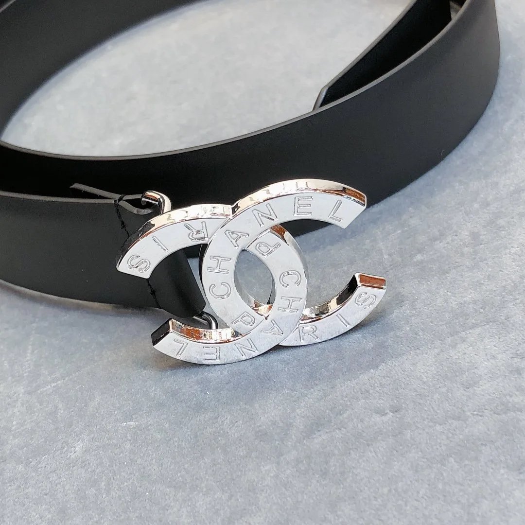 Chanel Belt With Double C Buckle Black With Full Silver Hardware Women - Image 4