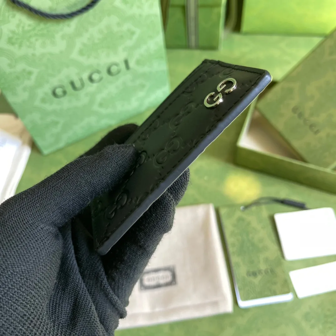 Gucci Card Case Black Metal Hardware / GG - Image 4
