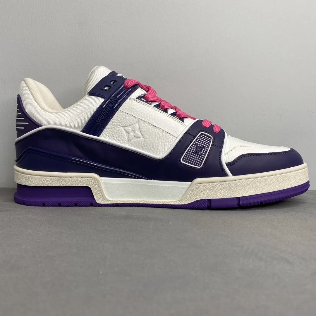 Louis Vuitton Trainer Sneaker Mix Of Materials White/Purple Virgil Abloh - Image 2