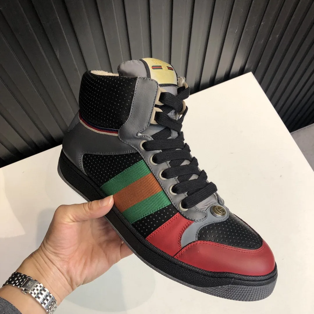 Gucci Men’s Screener Distressed High-Top Sneakers Black - Image 7