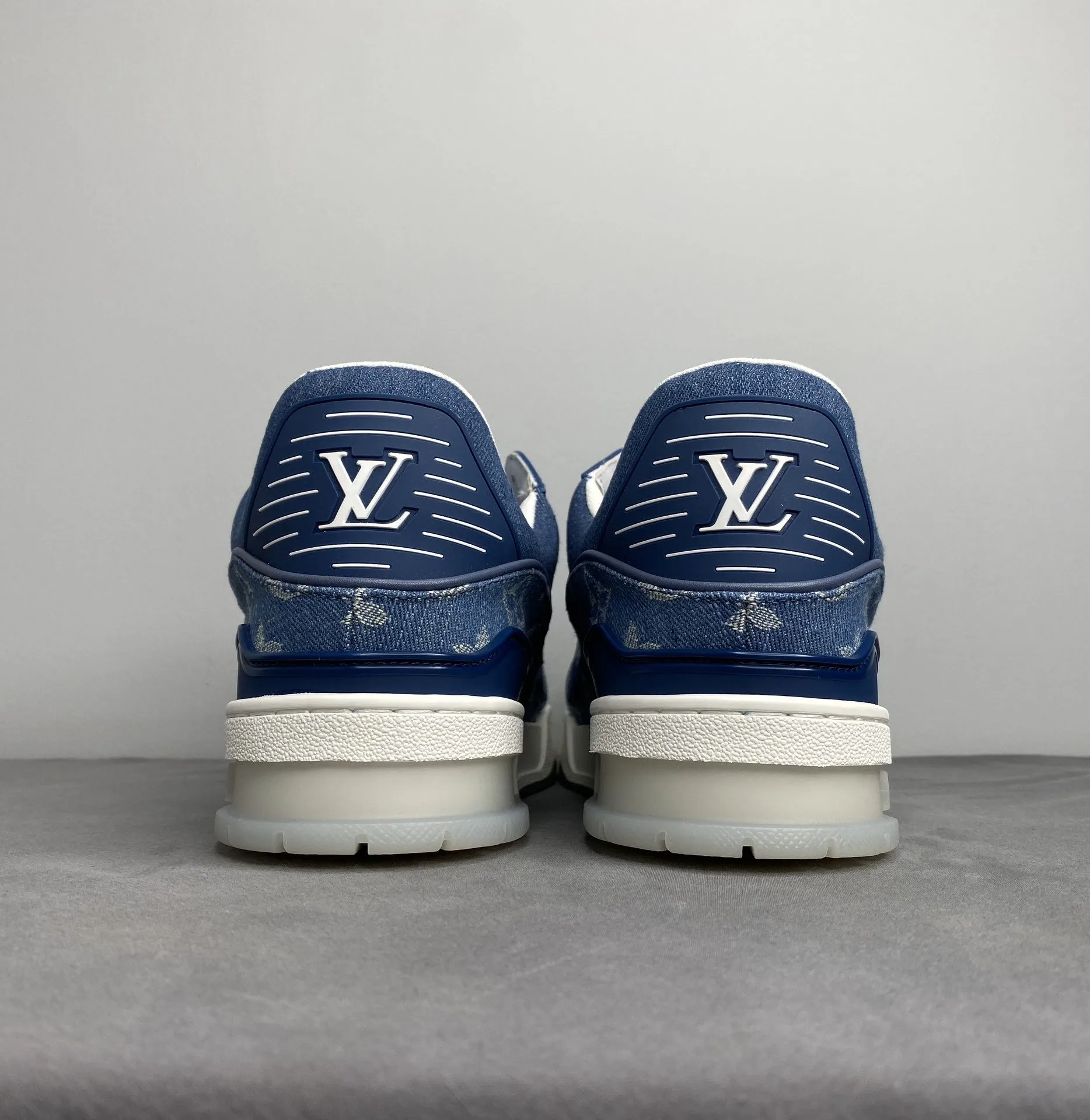 Louis Vuitton Trainer Sneaker Rubber Monogram Denim Blue Virgil Abloh - Image 7