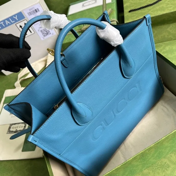 Gucci Small tote With Gucci Logo Blue / GG - Image 4
