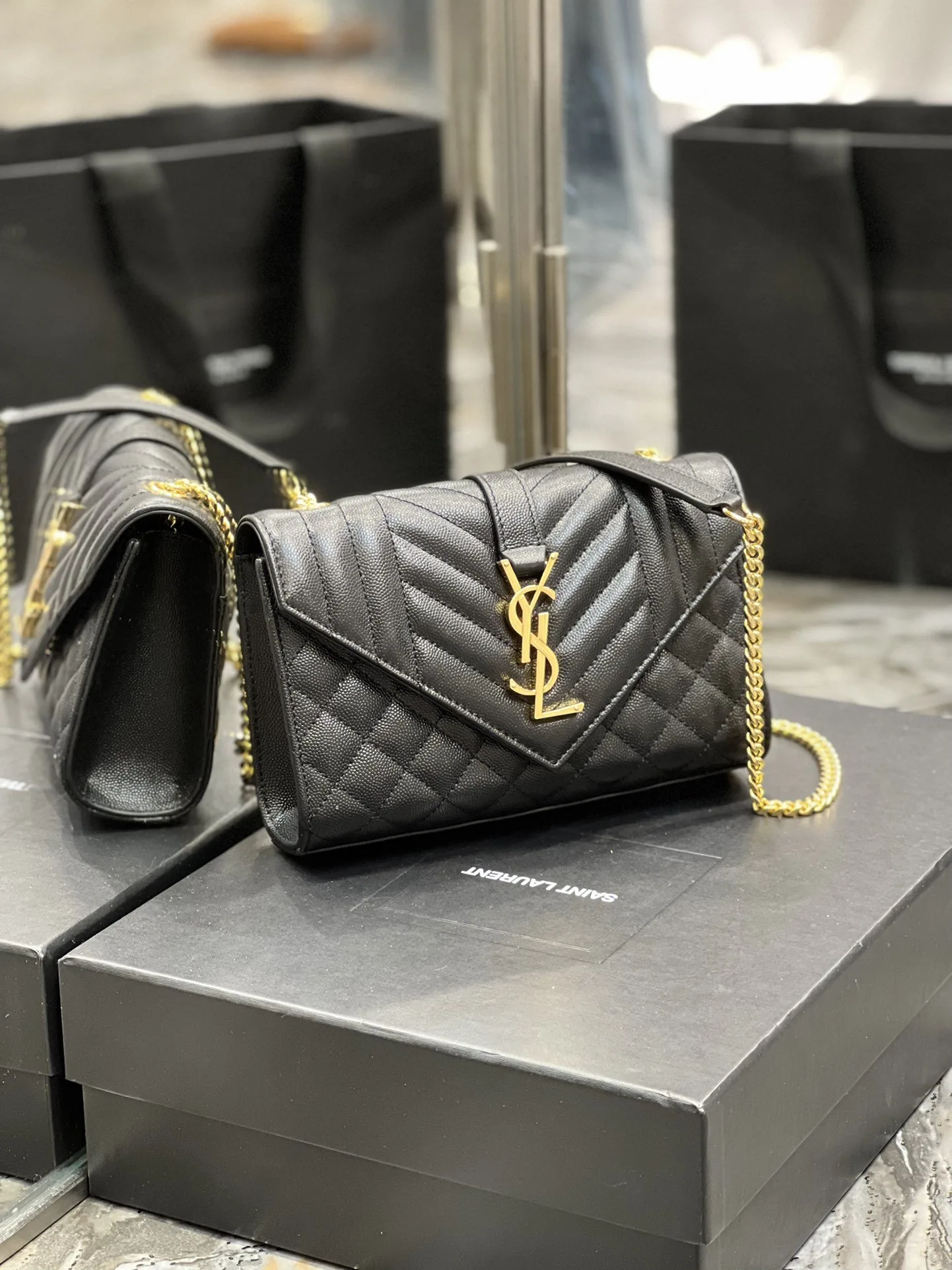 Alternative view of Saint Laurent Small Bag Black In Mix Matelasse / YSL