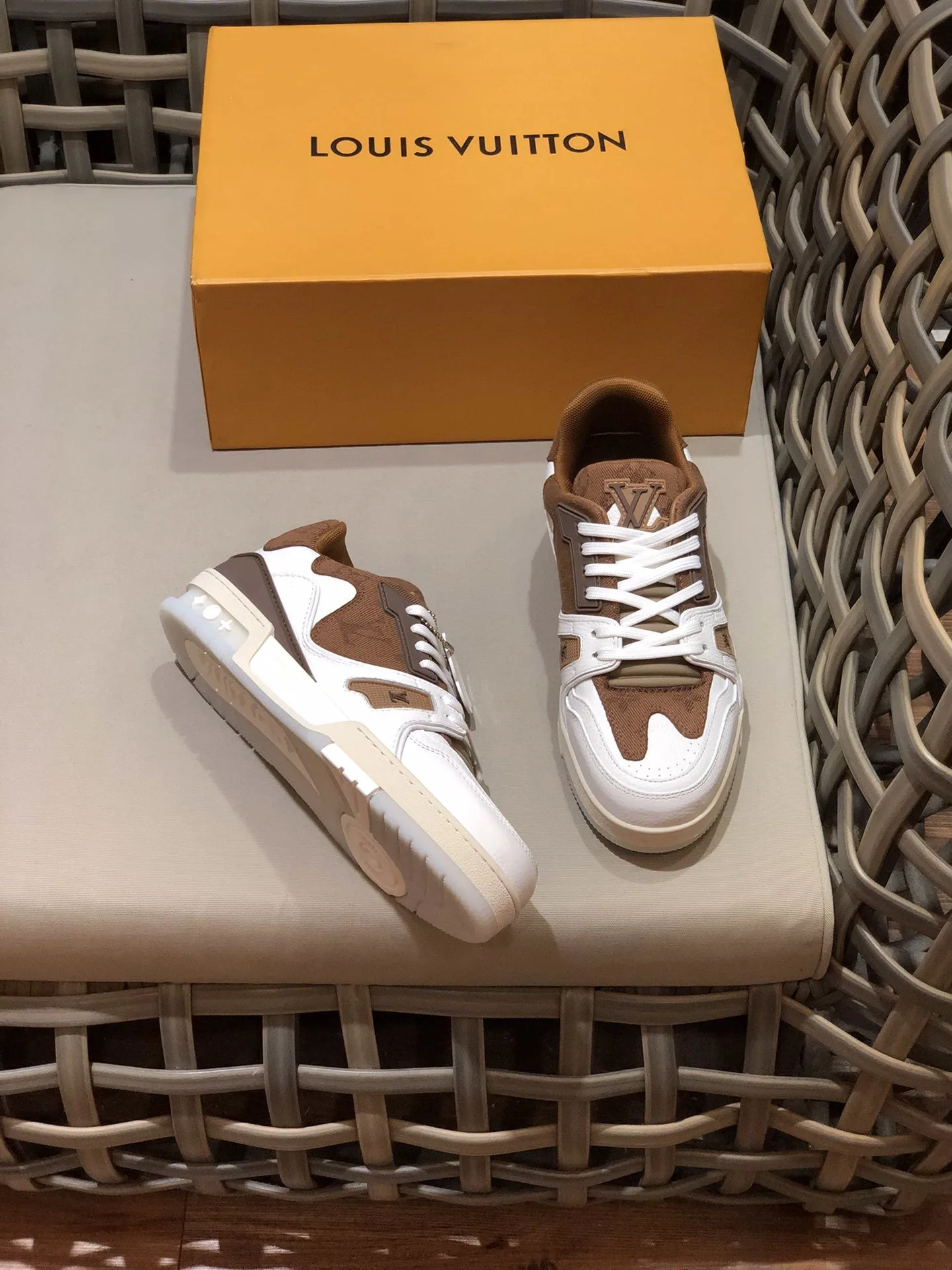 Alternative view of Louis Vuitton Trainer Sneaker Rubber Monogram White/Brown Virgil Abloh