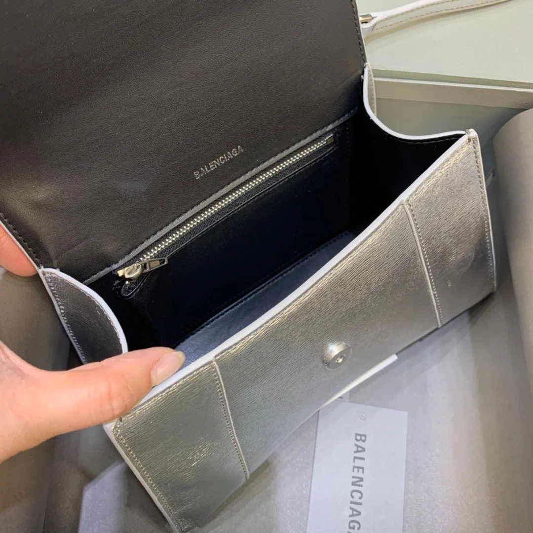 Balenciaga Hourglass Small Handbag In Sliver - Image 4