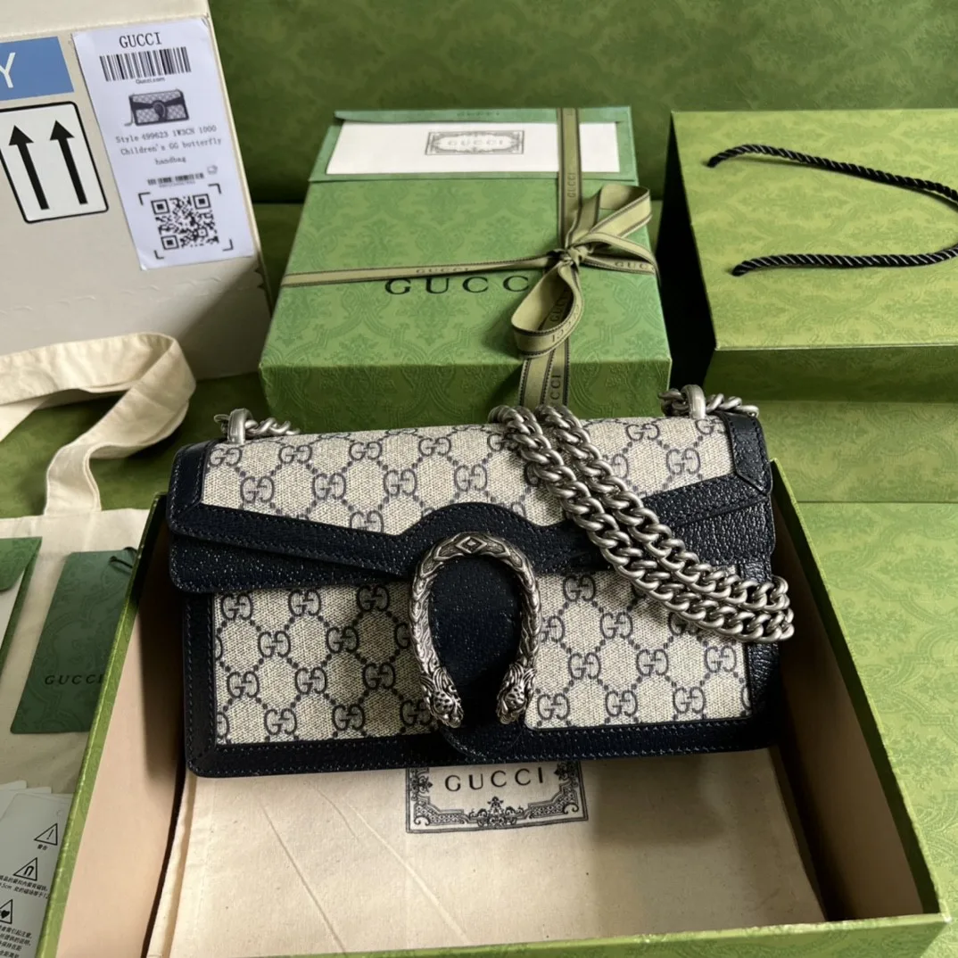 Gucci Dionysus Small Shoulder Bag / Beige/ Blue GG Supreme Canvas Antique Silver Hardware - Image 4