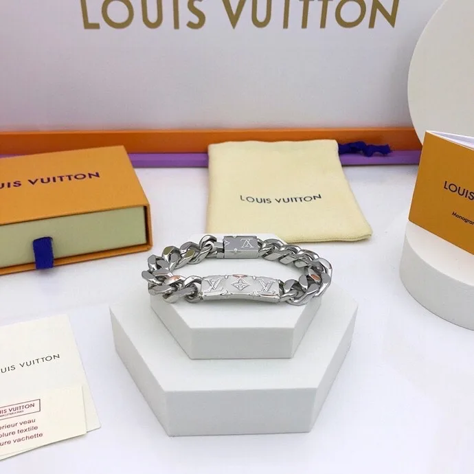 Louis Vuitton Monogram Chain Bracelet Silver Tone - Image 4