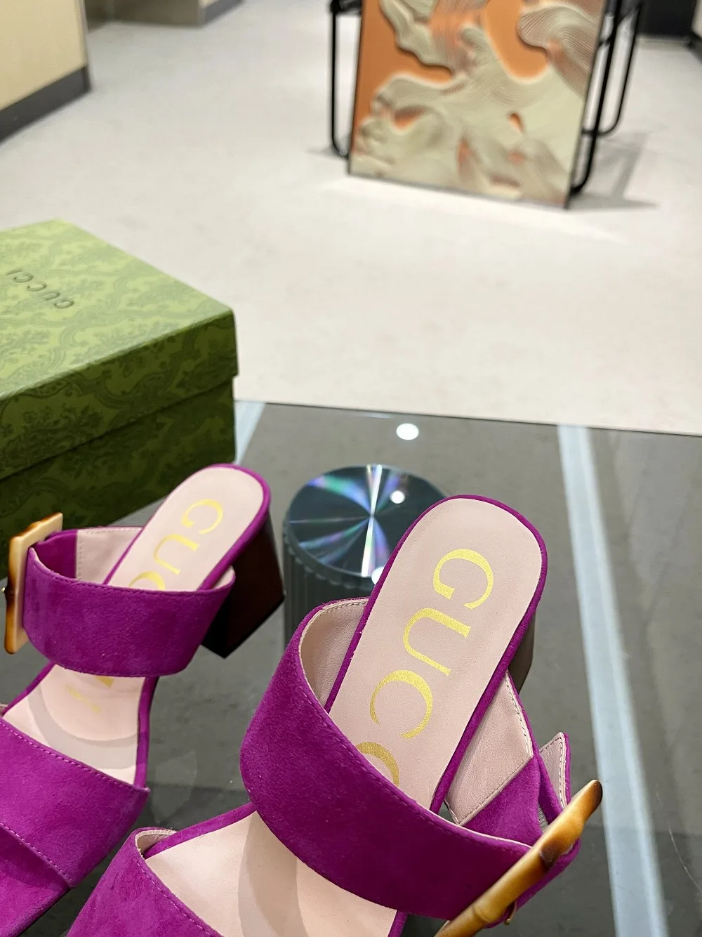Gucci Women’s Sandal With Bamboo Buckle Purple - Image 4