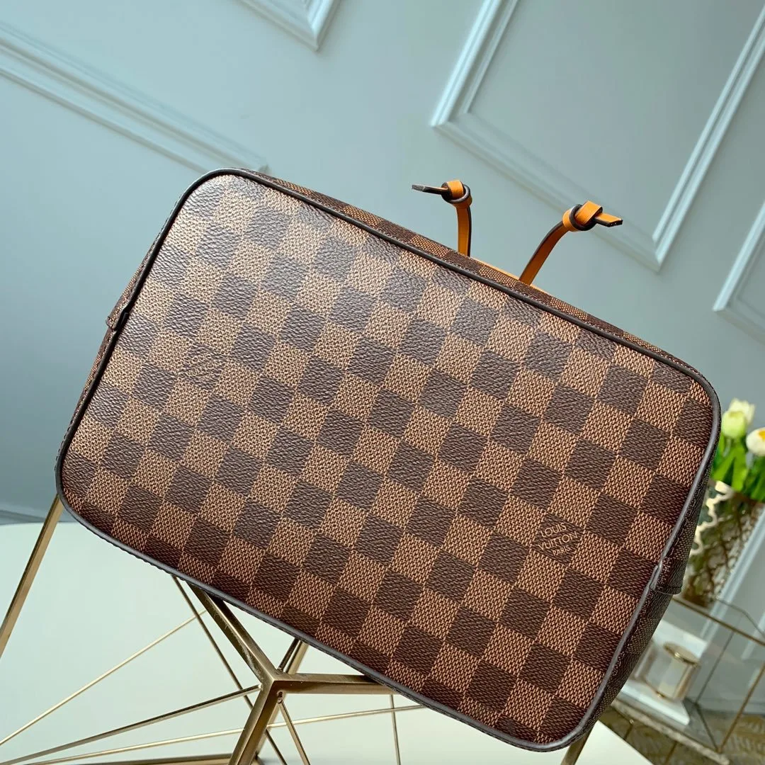 Louis Vuitton NeoNoe MM Bucket Bag Damier Ebene Canvas Safran Yellow - Image 4