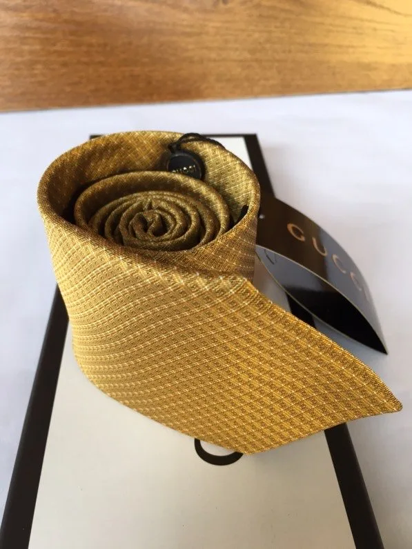 Gucci Silk Tie Yellow GG Men - Image 6