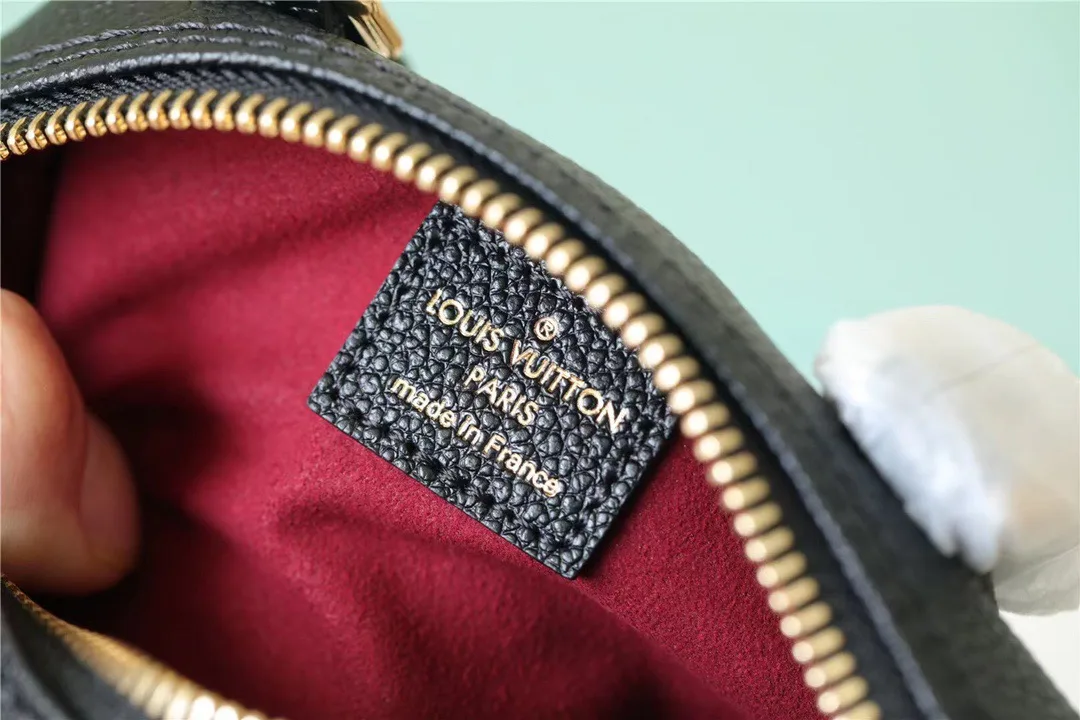 Louis Vuitton Nano Speedy Top Handle Bag / Black/ Beige Monogram Empreinte Gold Hardware - Image 10