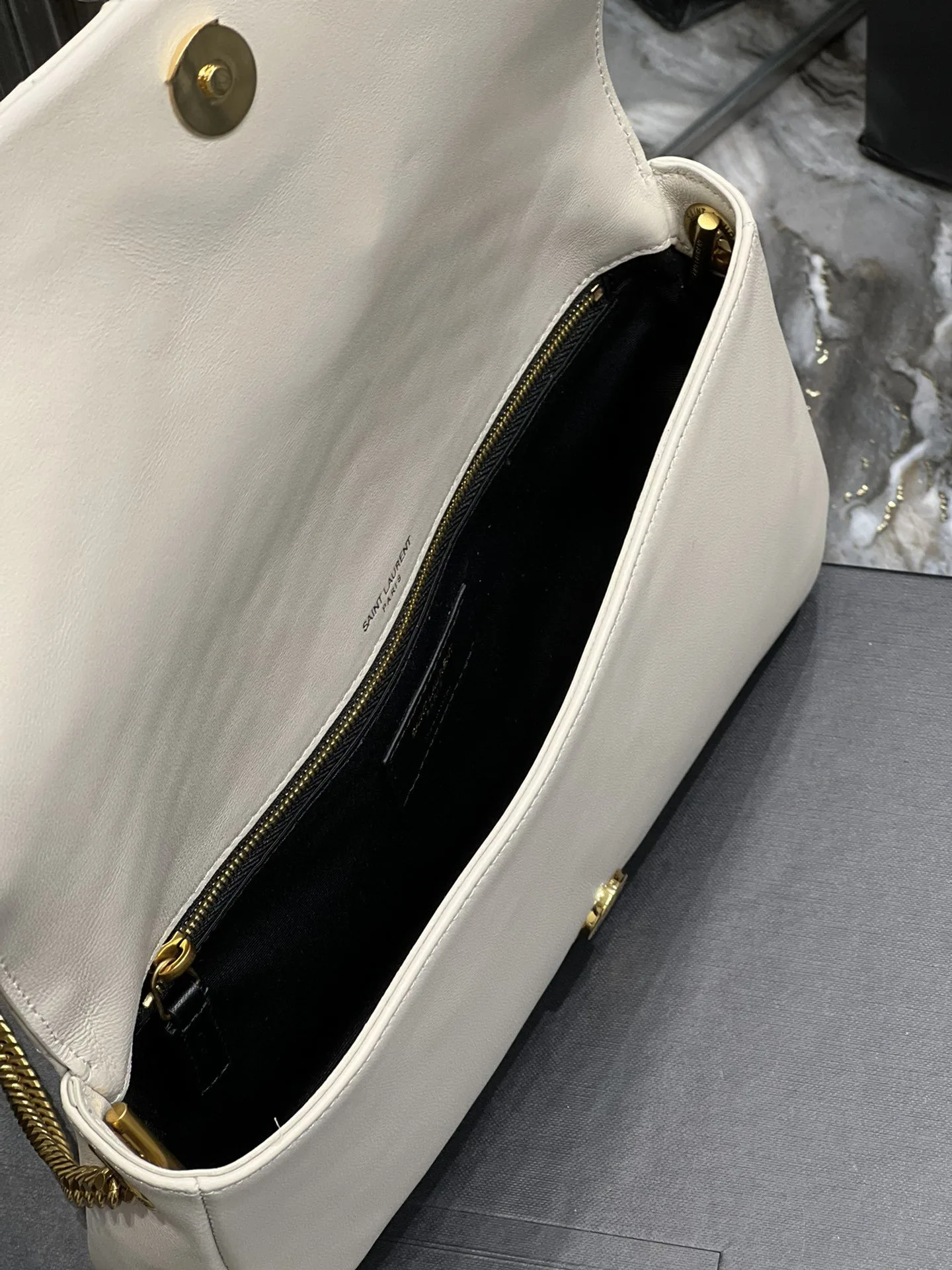 Saint Laurent Kata 99 Chain Bag White With Gold Hardware / YSL - Image 9