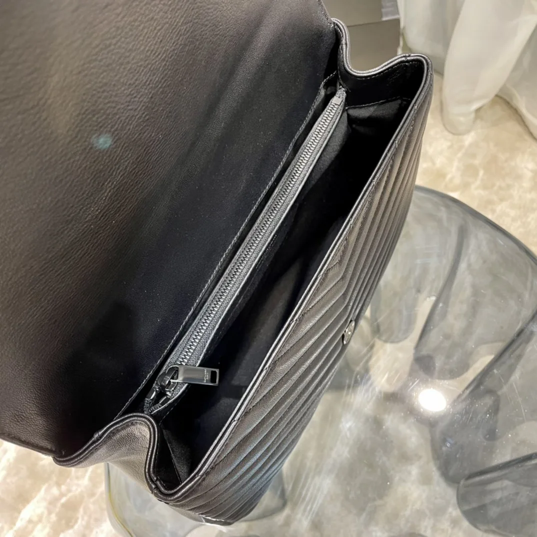 Saint Laurent College Large Chain Bag Black With Metal Toned Hardware / YSL - Image 9