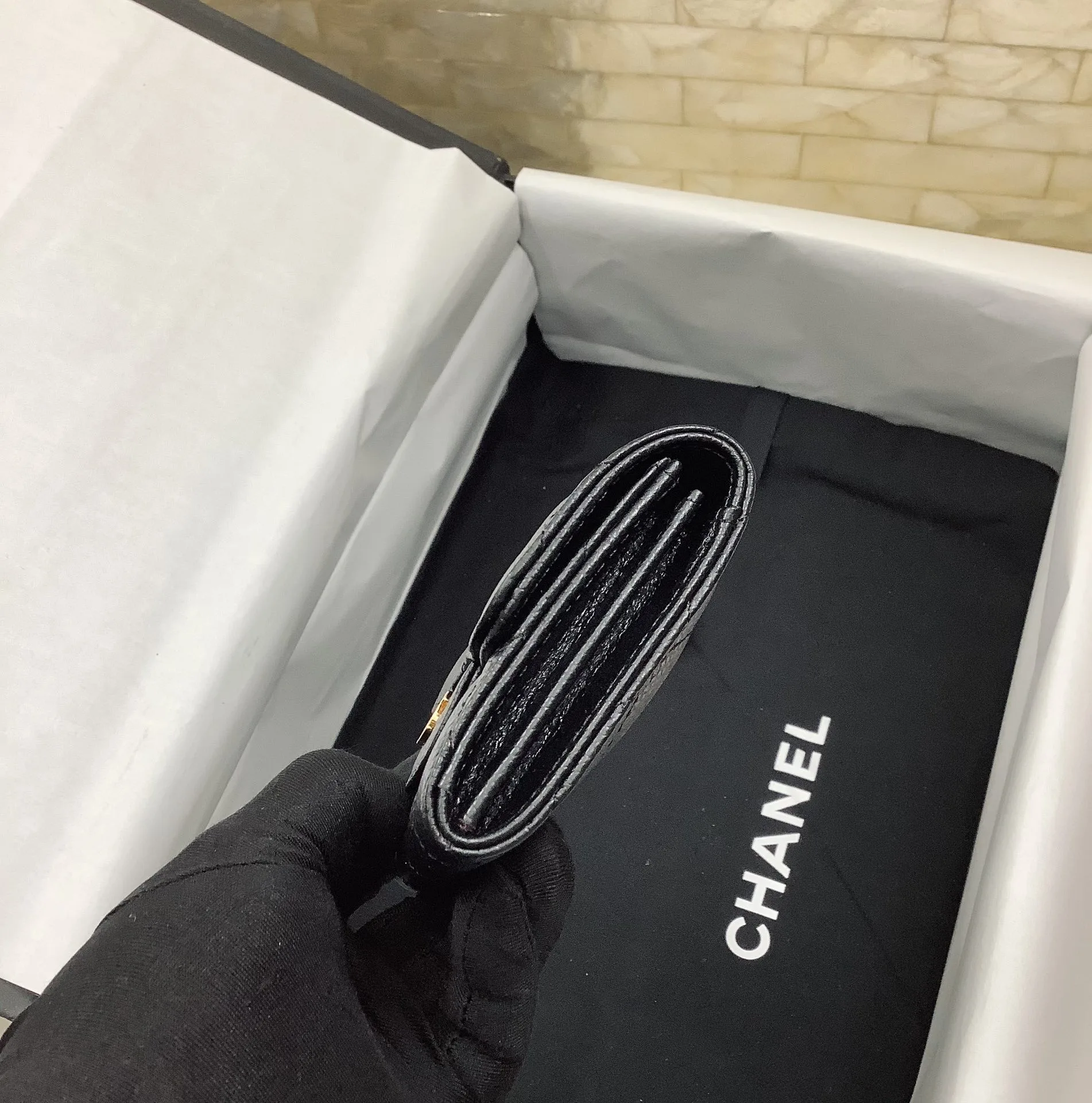 Chanel CO-CO Classic Card Holder Black Gold Hardware / - Image 4