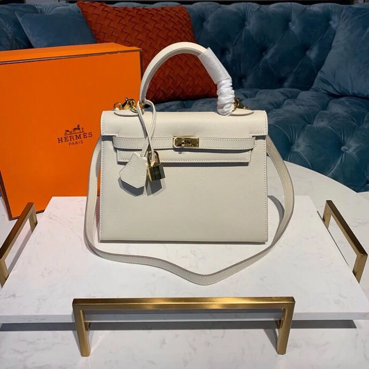 Alternative view of Hermes Kelly Craie Gold Toned Hardware /