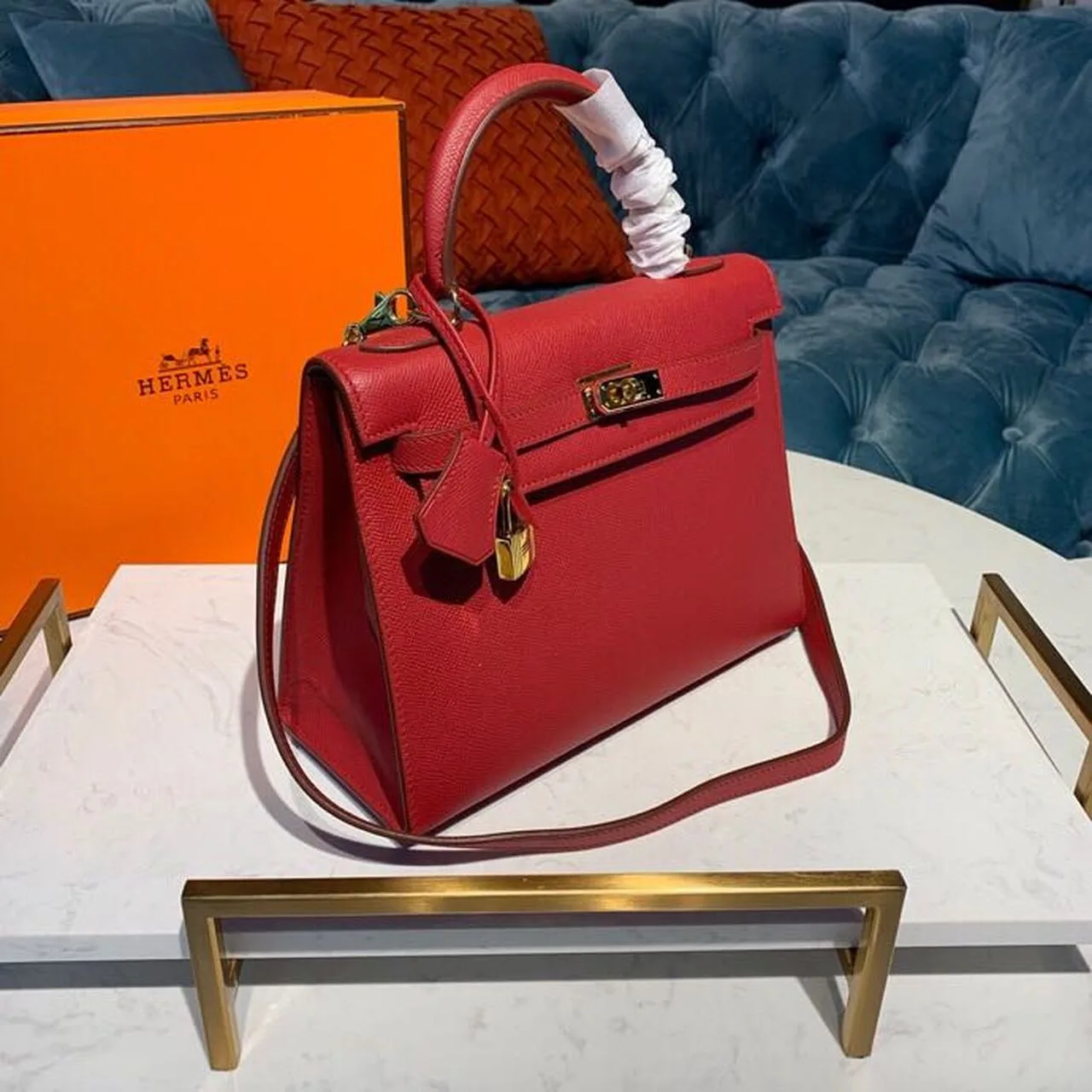 Hermes Kelly Tomate Gold Toned Hardware / - Image 3