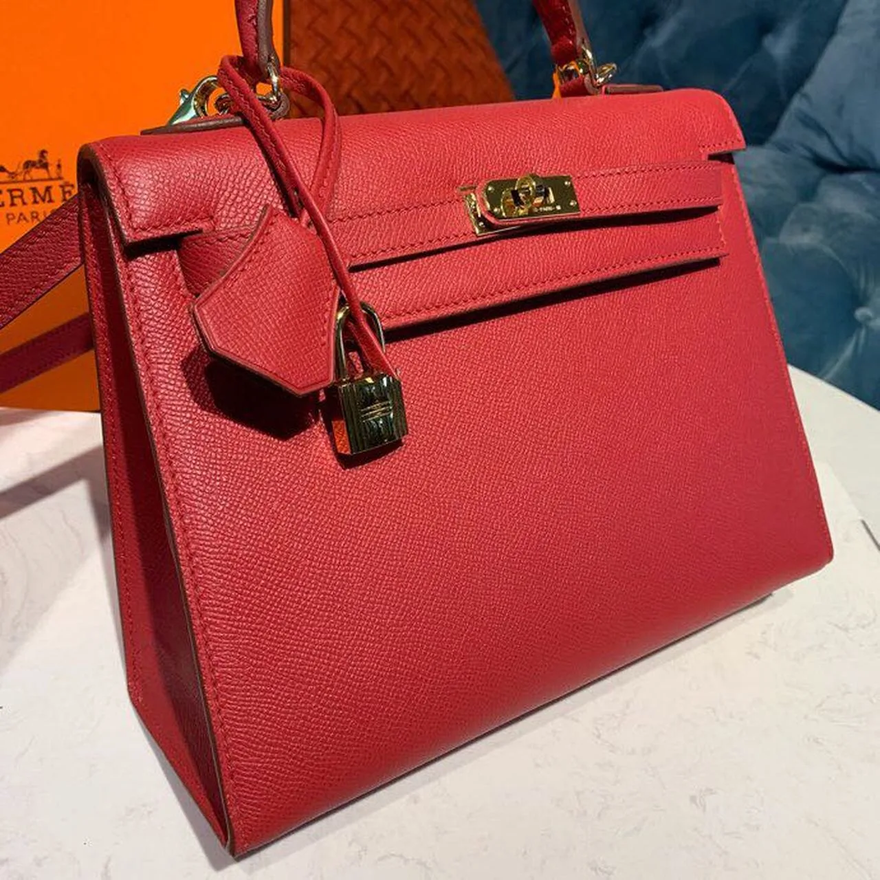 Hermes Kelly Tomate Gold Toned Hardware / - Image 7