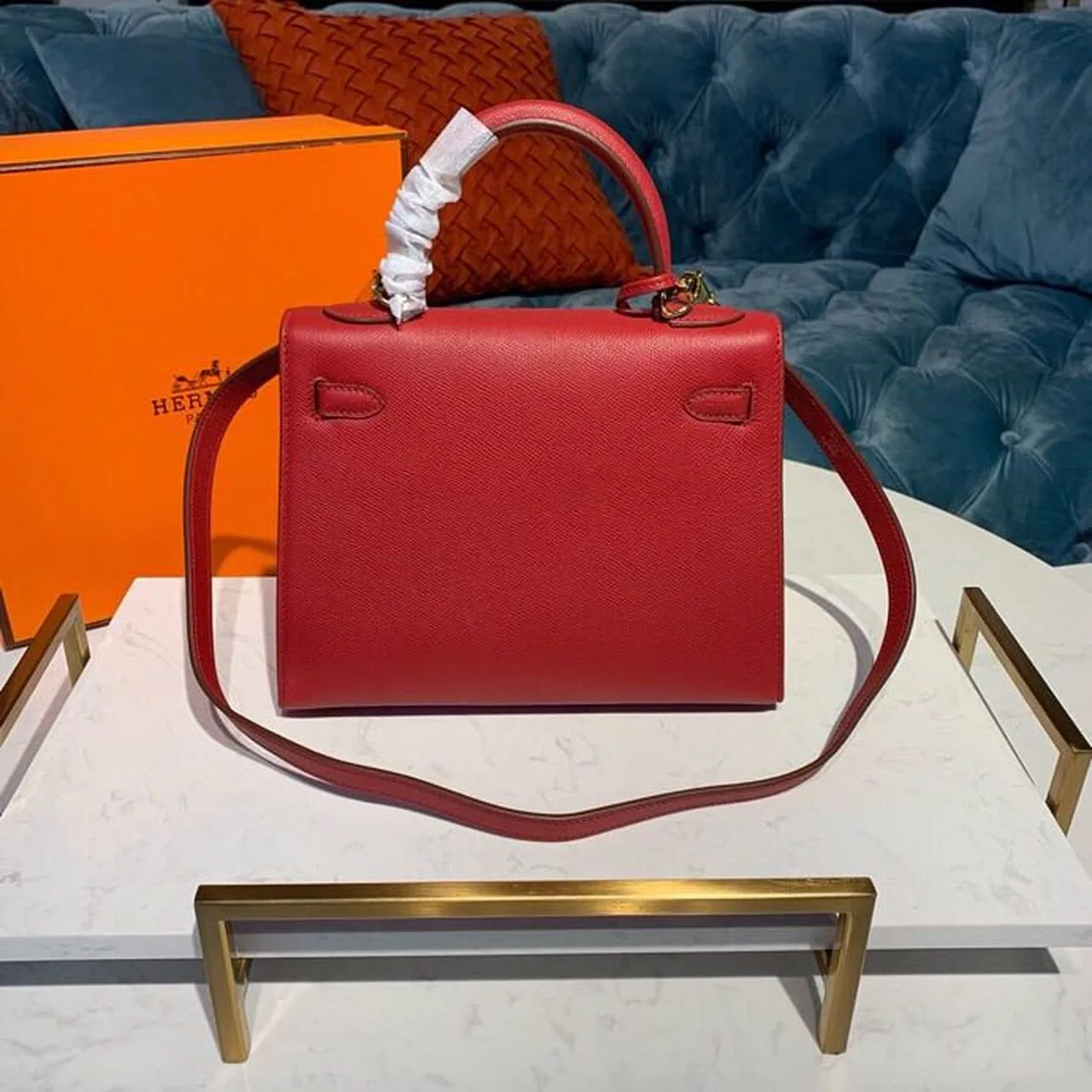 Hermes Kelly Tomate Gold Toned Hardware / - Image 4