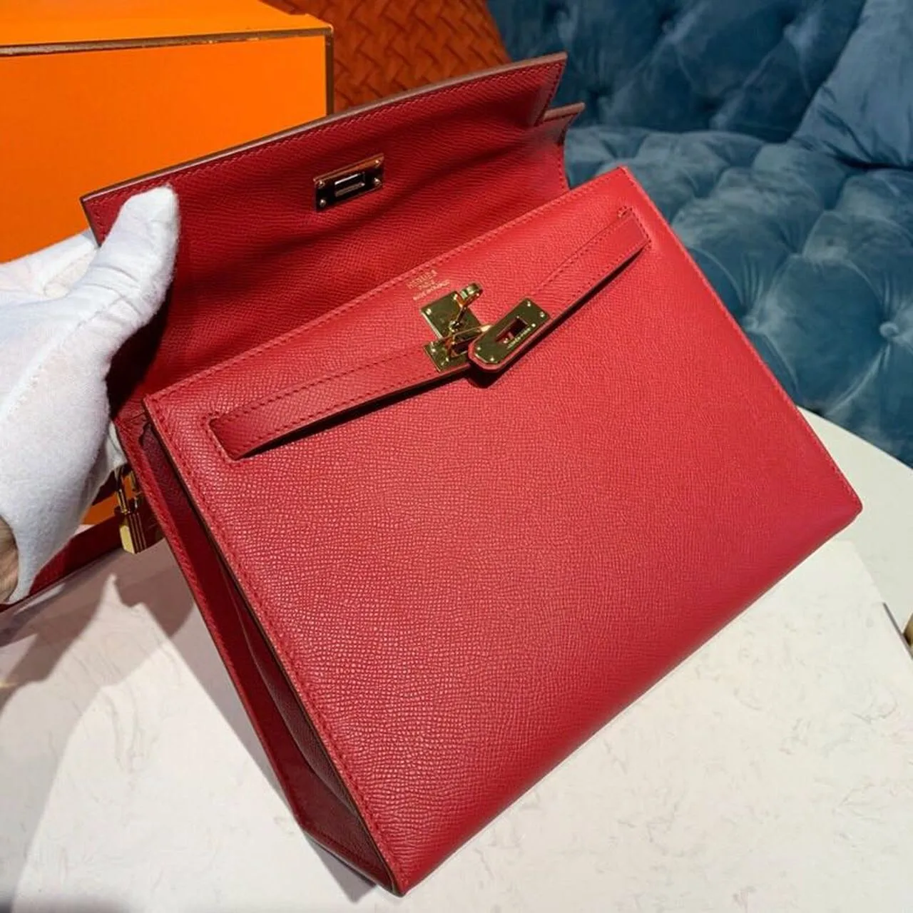 Hermes Kelly Tomate Gold Toned Hardware / - Image 16