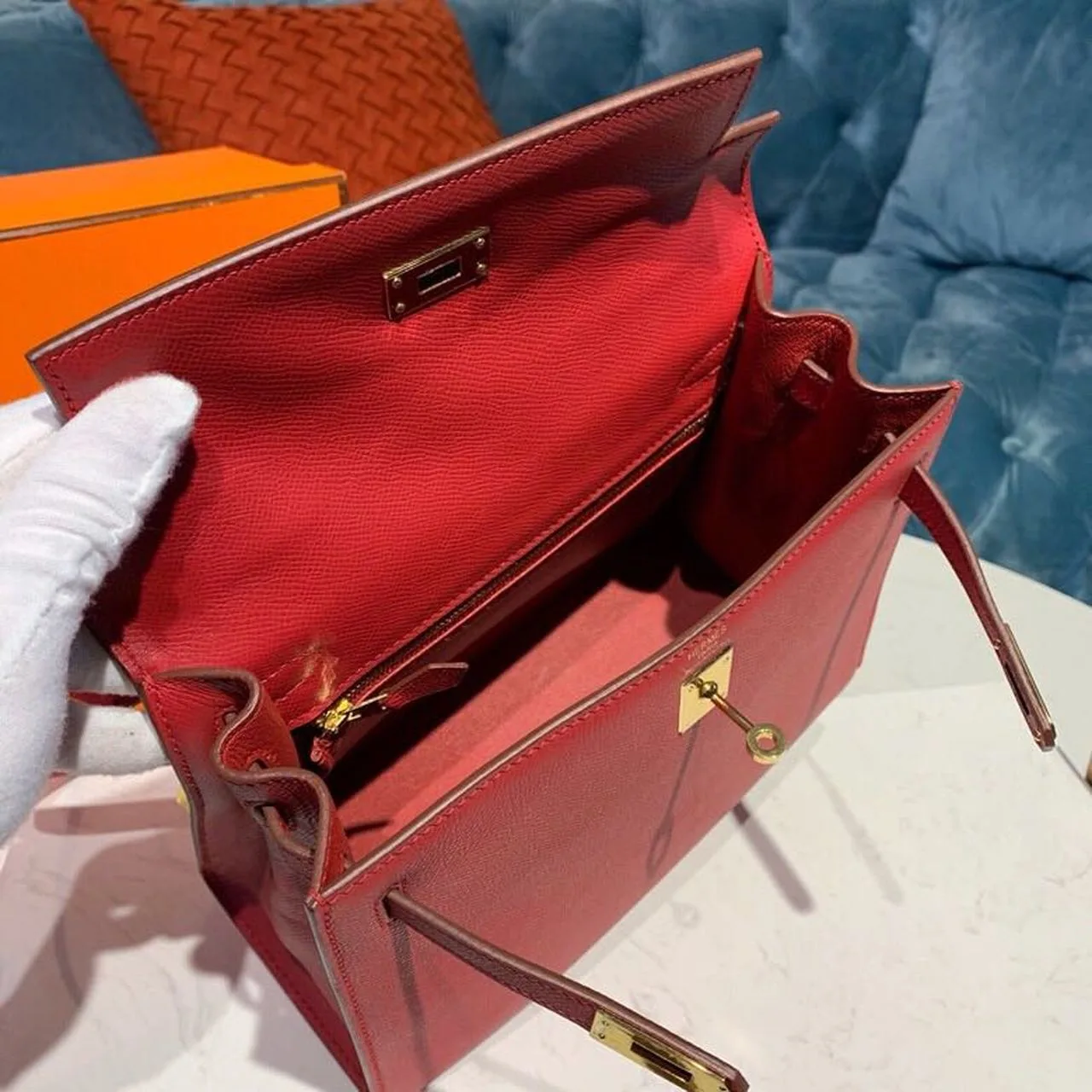 Hermes Kelly Tomate Gold Toned Hardware / - Image 15