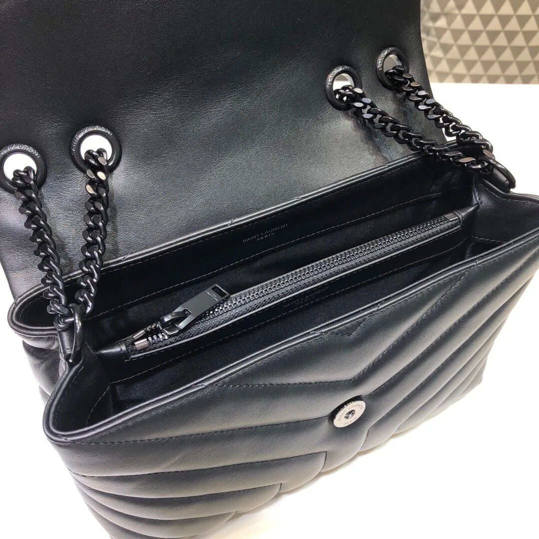 Saint Laurent Loulou Small Chain Bag In Matelassé Y Black / YSL - Image 7