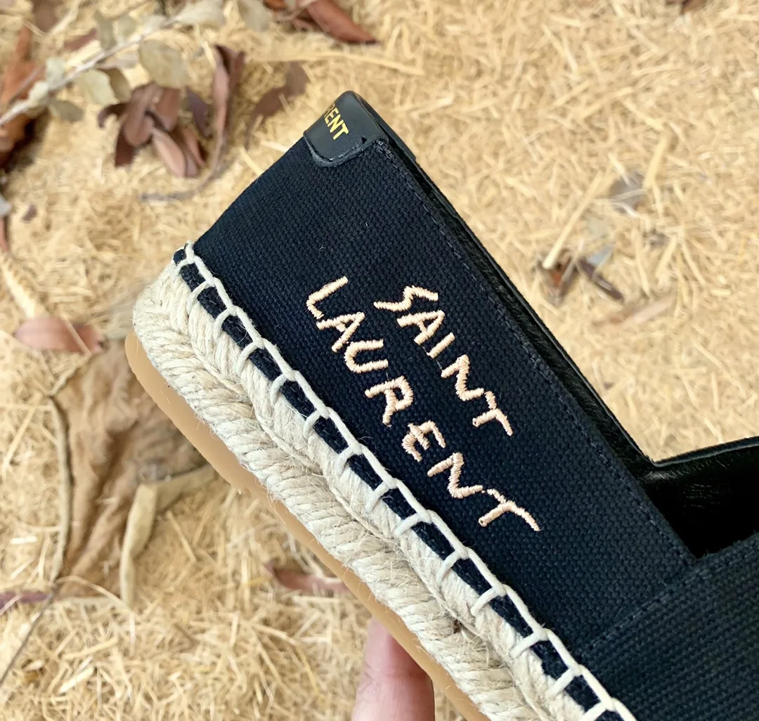 Saint Laurent Saint Laurent Embroidered Espadrilles Black YSL - Image 6