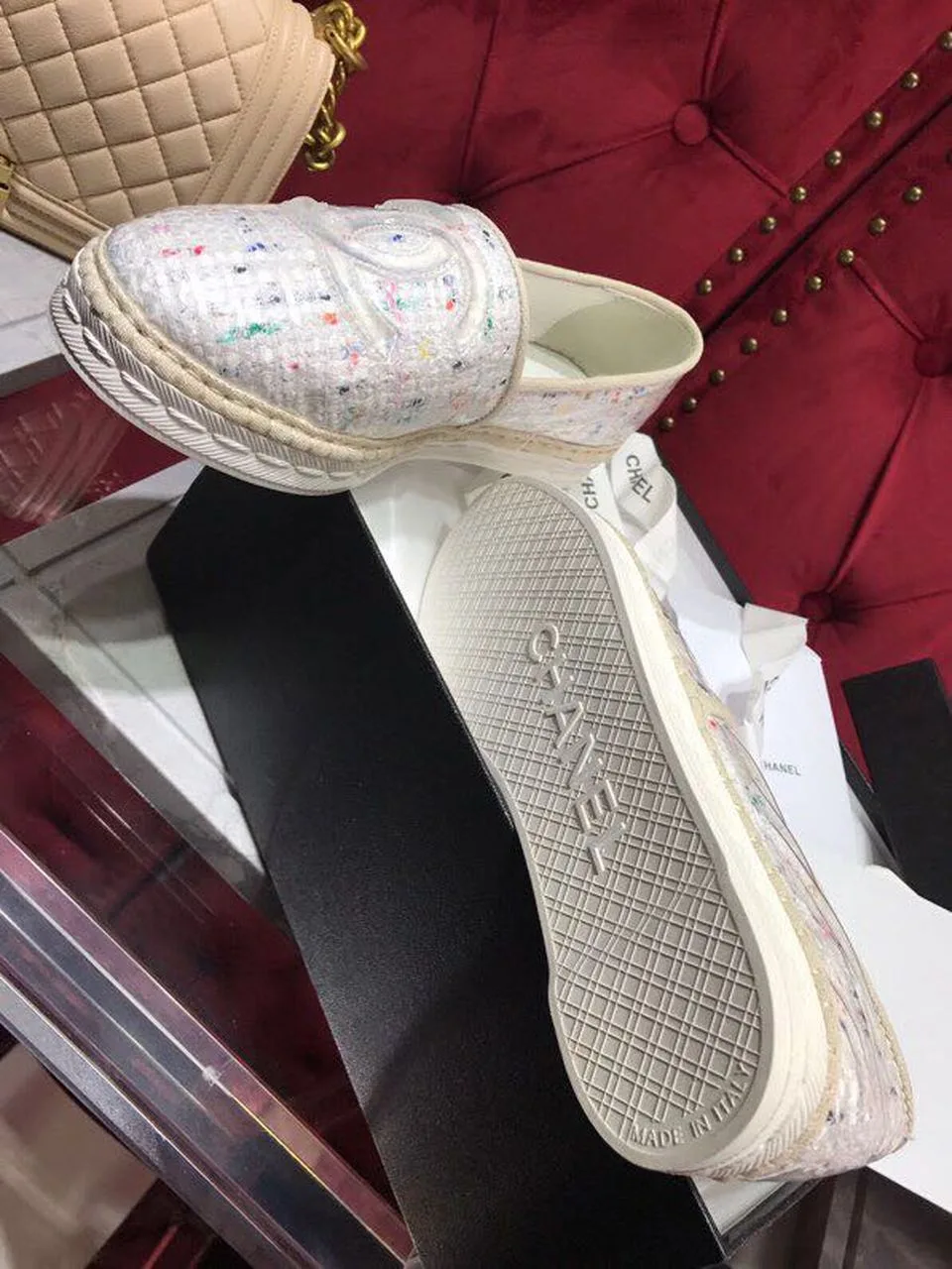 Alternative view of Chanel Tweed/PVC CC Logo Espadrilles White , Shoes