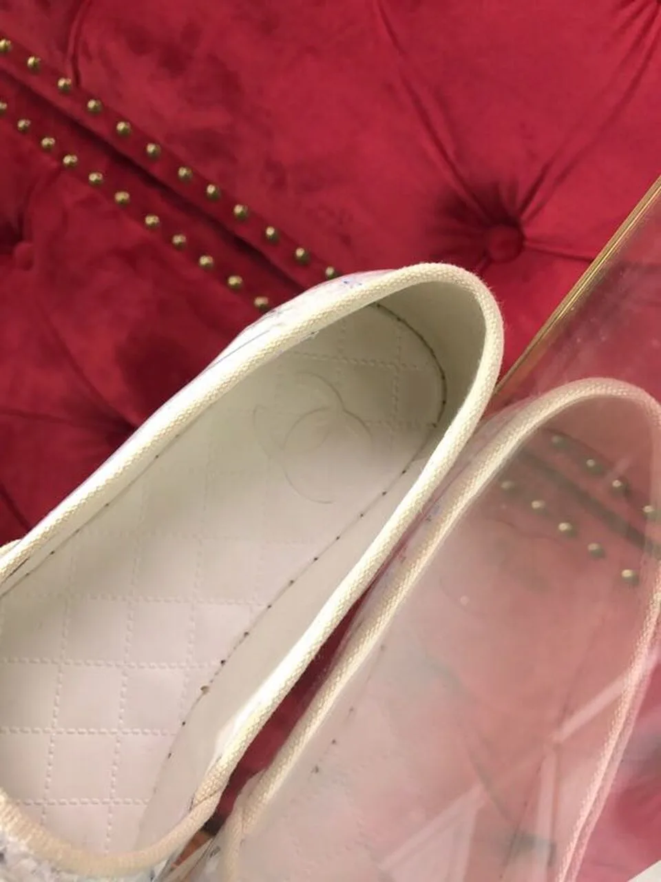 Chanel Tweed/PVC CC Logo Espadrilles White , Shoes - Image 4
