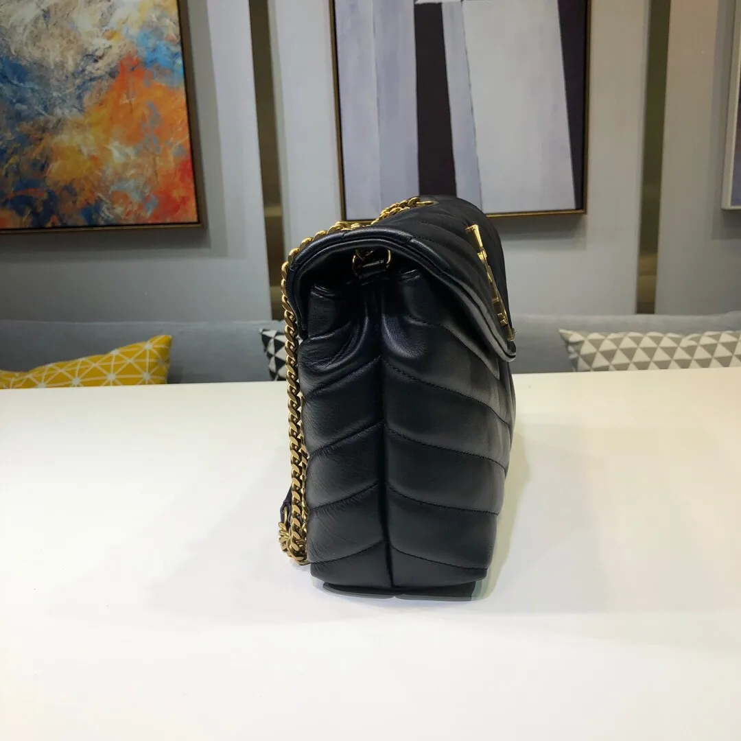 Saint Laurent Loulou Small Chain Bag In Y Black With Gold Hardware / YSL - Image 4
