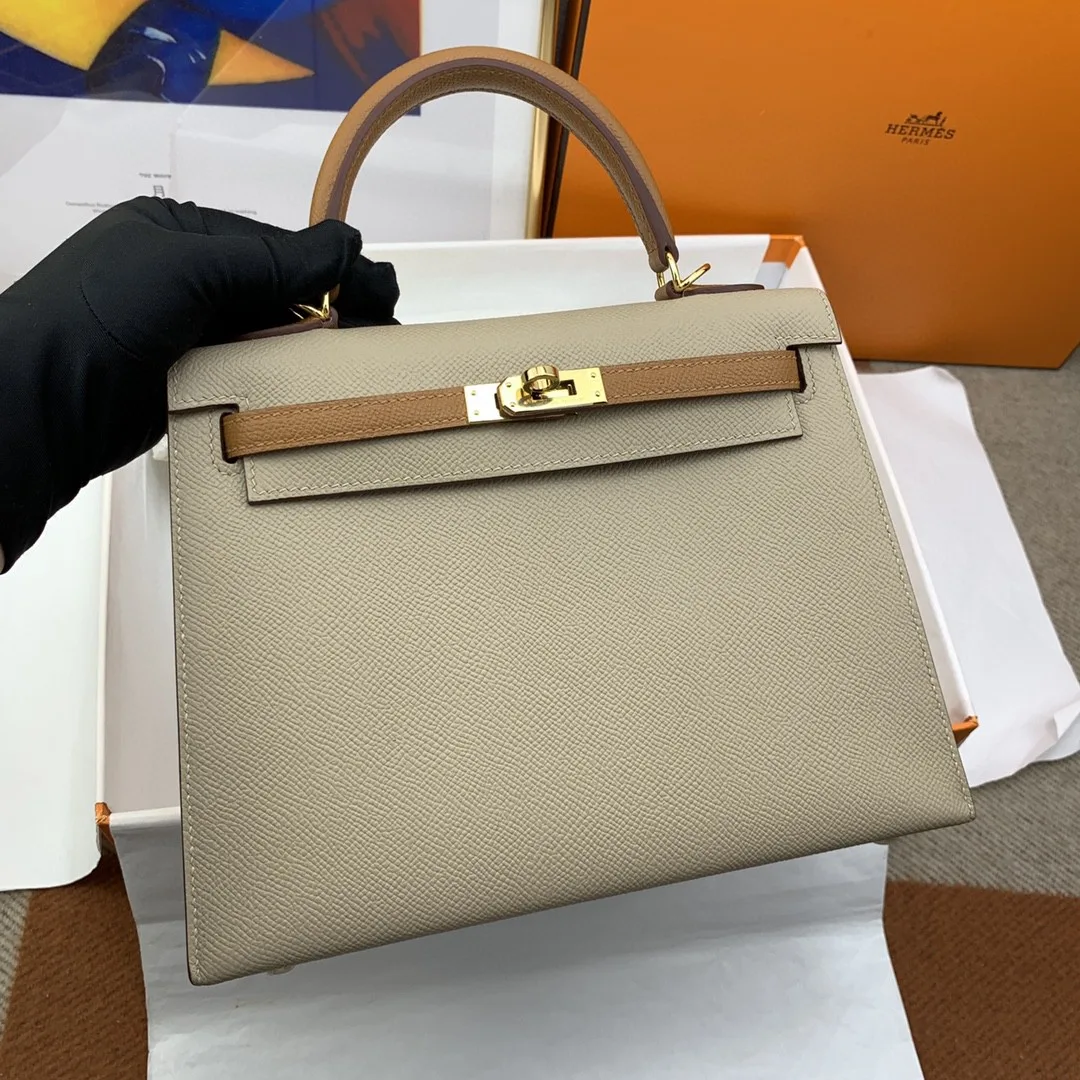 Hermes Kelly 25 Sellier Epsom Etoupe/Brown Bag - Image 3