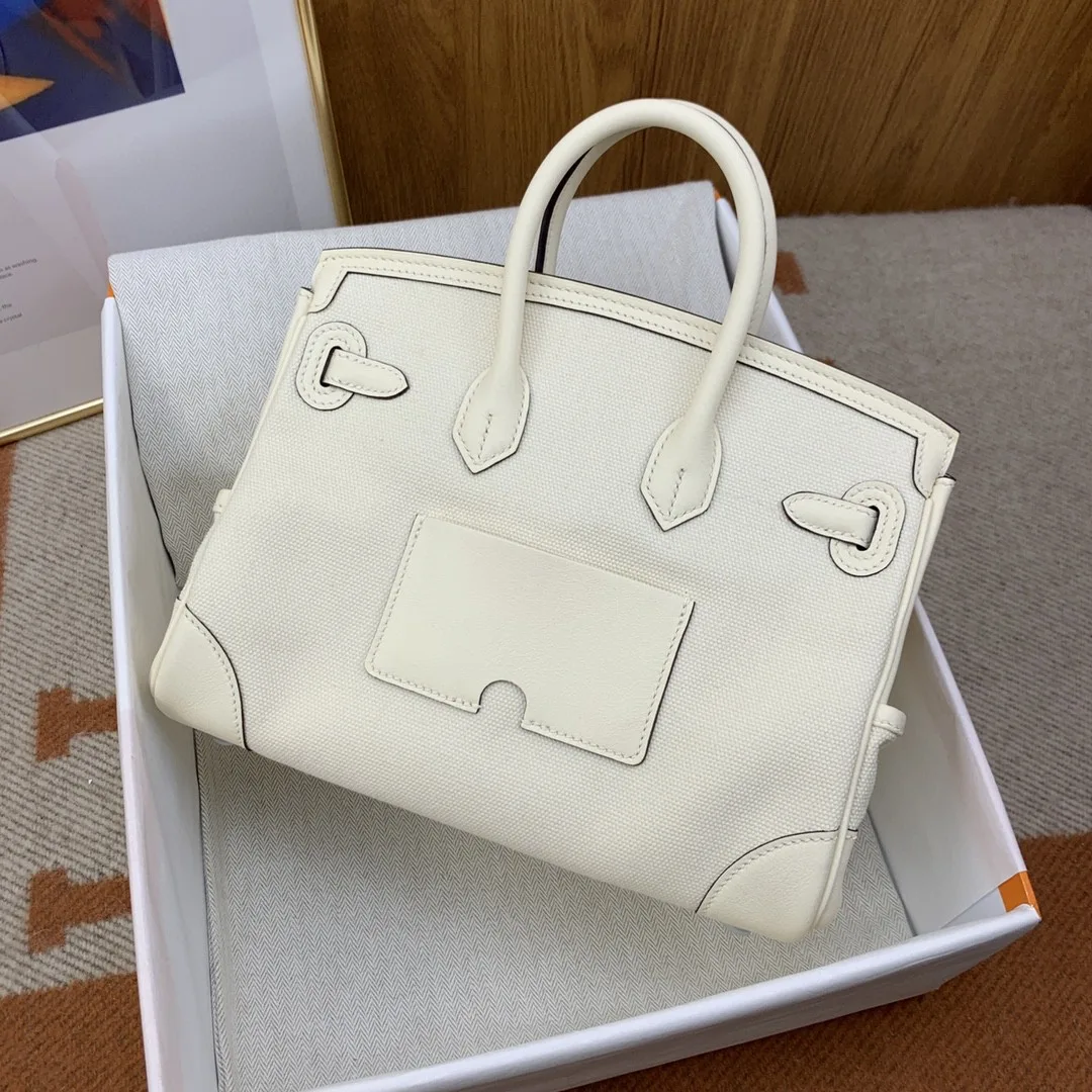 Hermes Birkin Cargo 25 Top Handle Bag / White Silver Hardware - Image 5