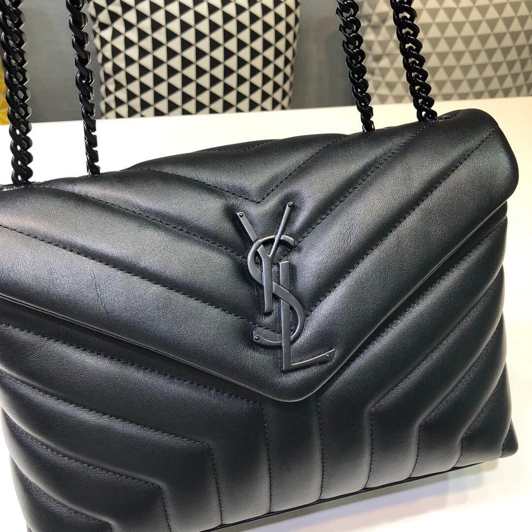 Saint Laurent Loulou Small Chain Bag In Matelassé Y Black / YSL - Image 5
