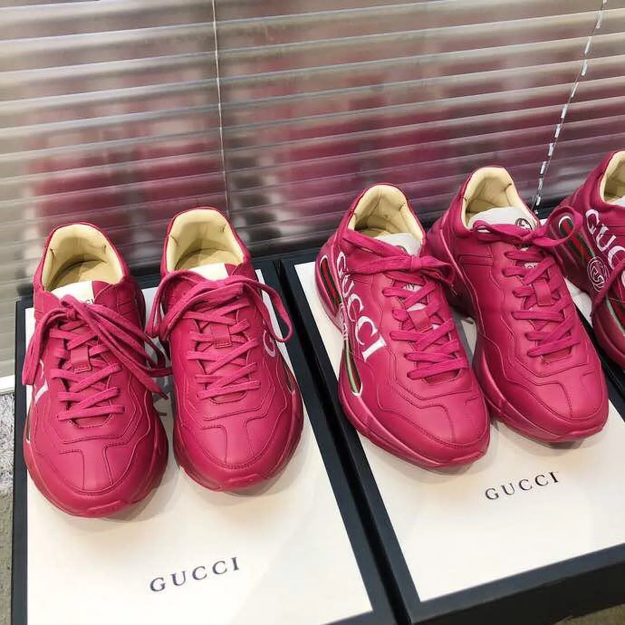 Gucci Women’s Rhyton Gucci Logo Sneaker Pink - Image 7