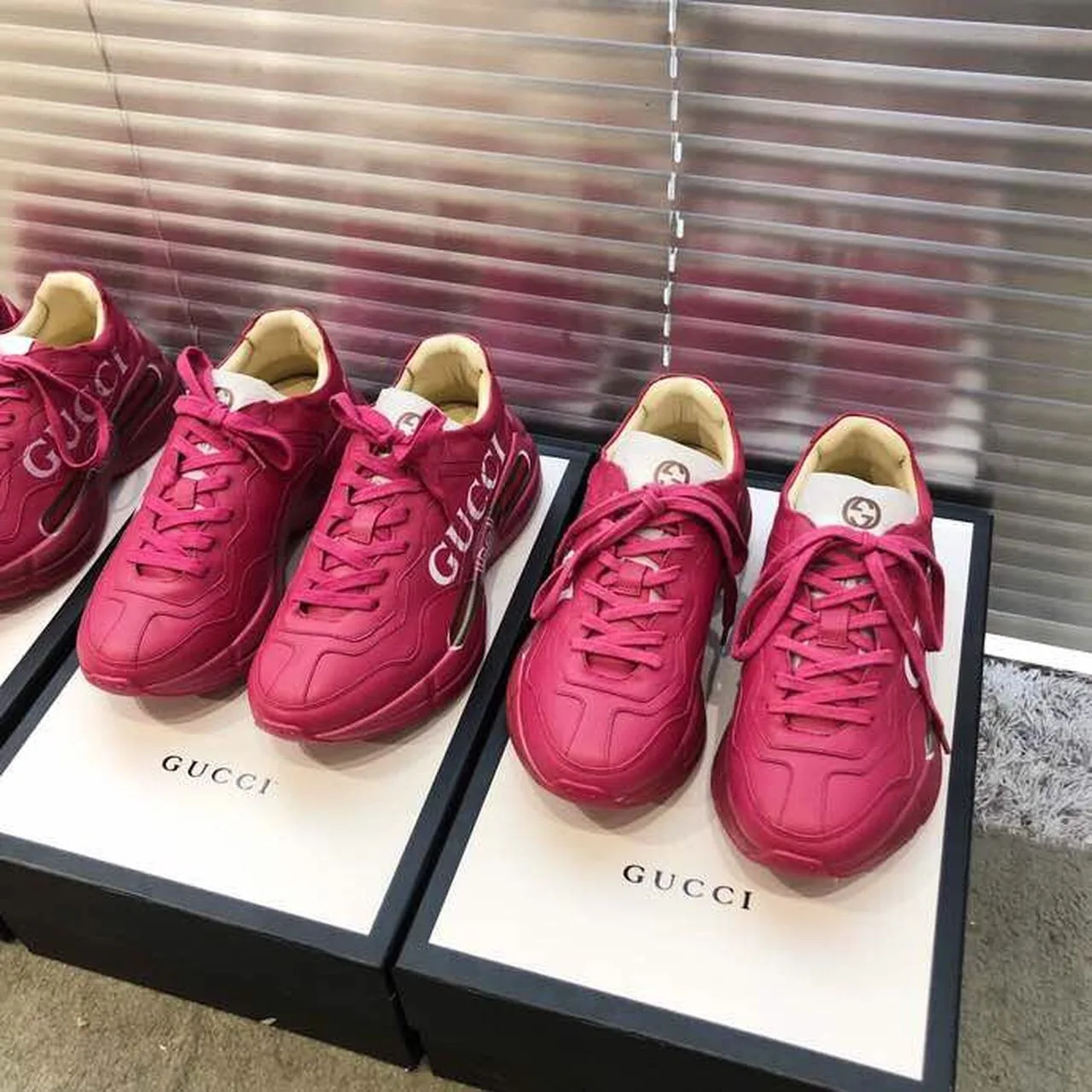 Gucci Women’s Rhyton Gucci Logo Sneaker Pink - Image 6