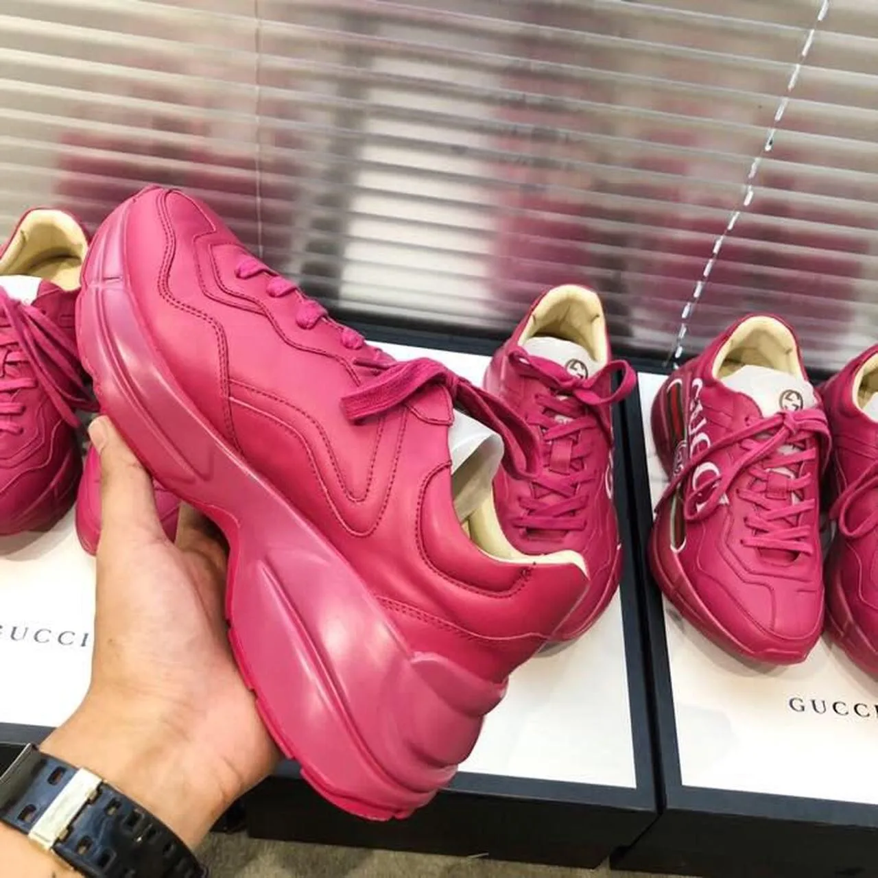 Alternative view of Gucci Women’s Rhyton Gucci Logo Sneaker Pink