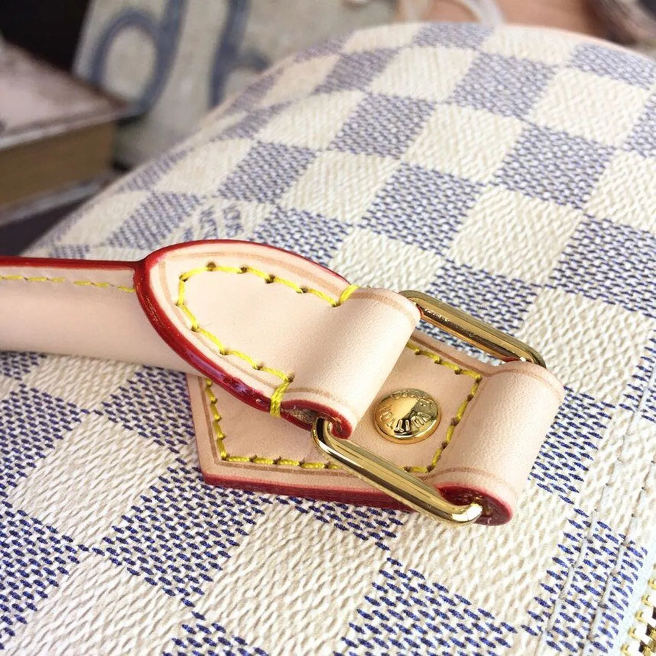 Louis Vuitton Speedy 30 Top Handle Bag / White/ Multicoloured Damier Azur Canvas Gold Hardware - Image 12