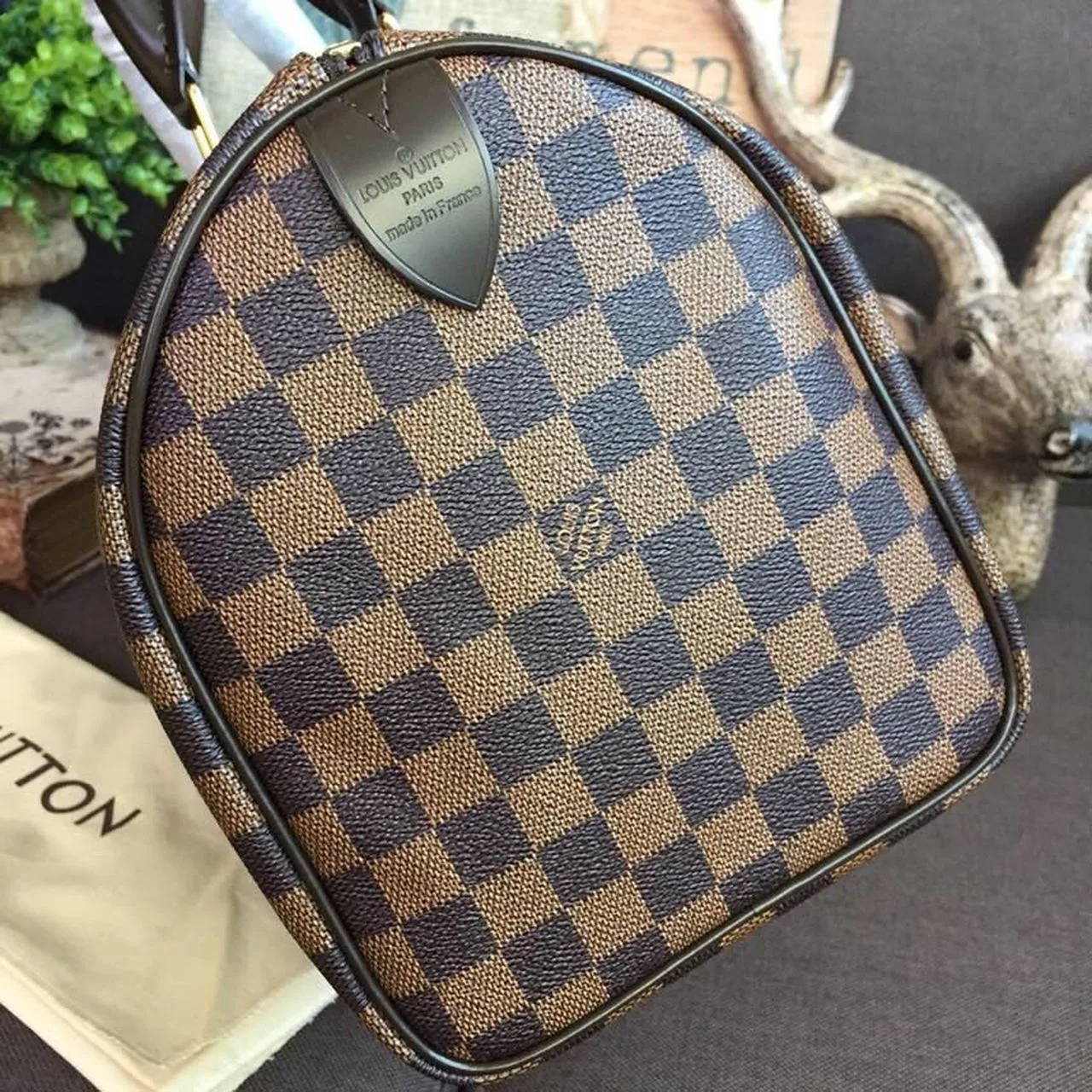 Louis Vuitton Speedy 30 Top Handle Bag / Brown Damier Ebene Canvas Gold Hardware - Image 5
