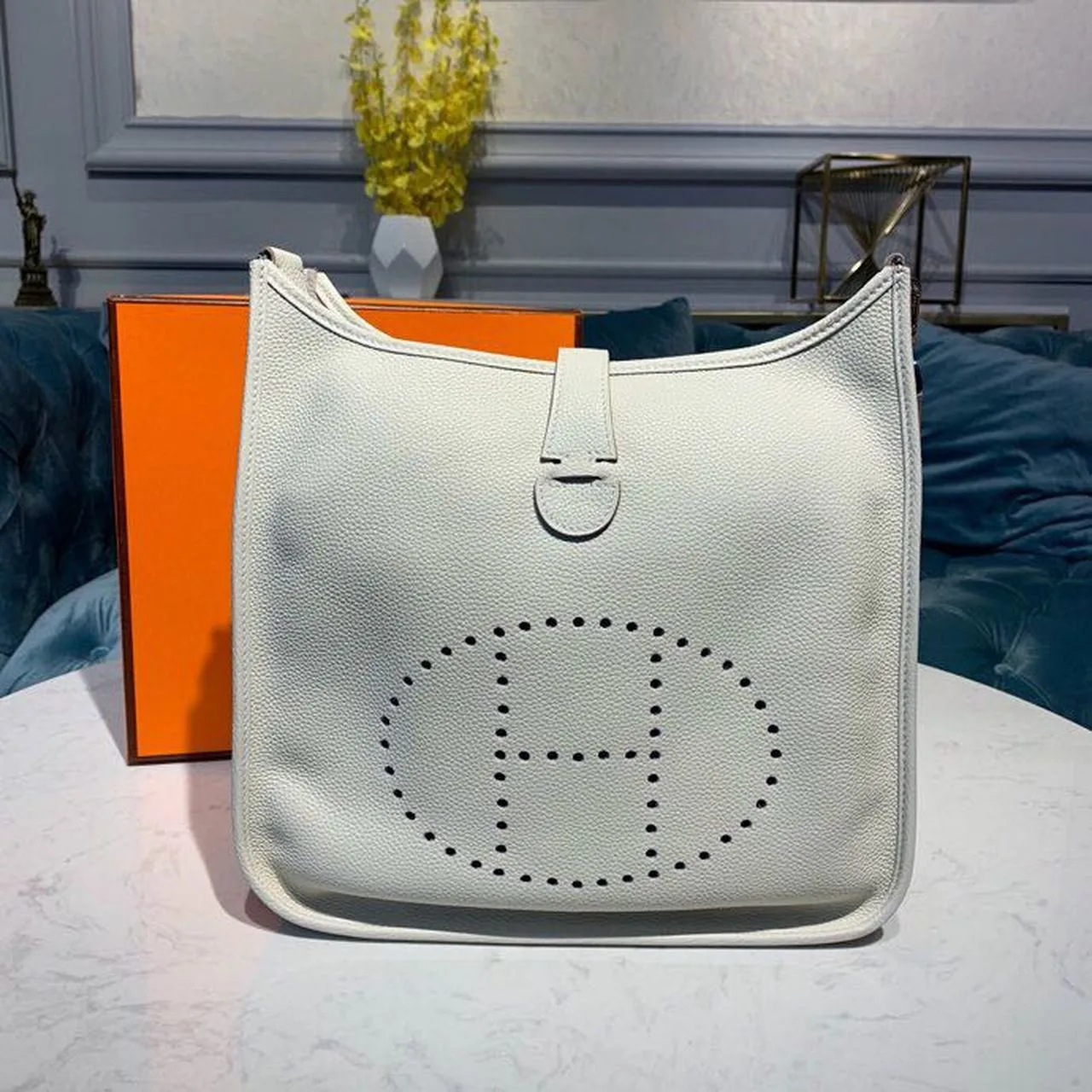 Alternative view of Hermes Evelyne III GM Bag White /