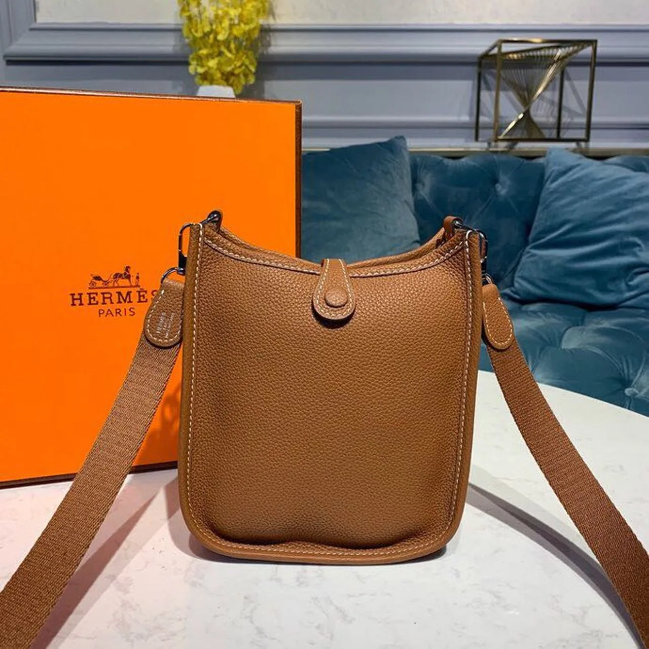 Hermes Mini Evelyne Brown / - Image 3