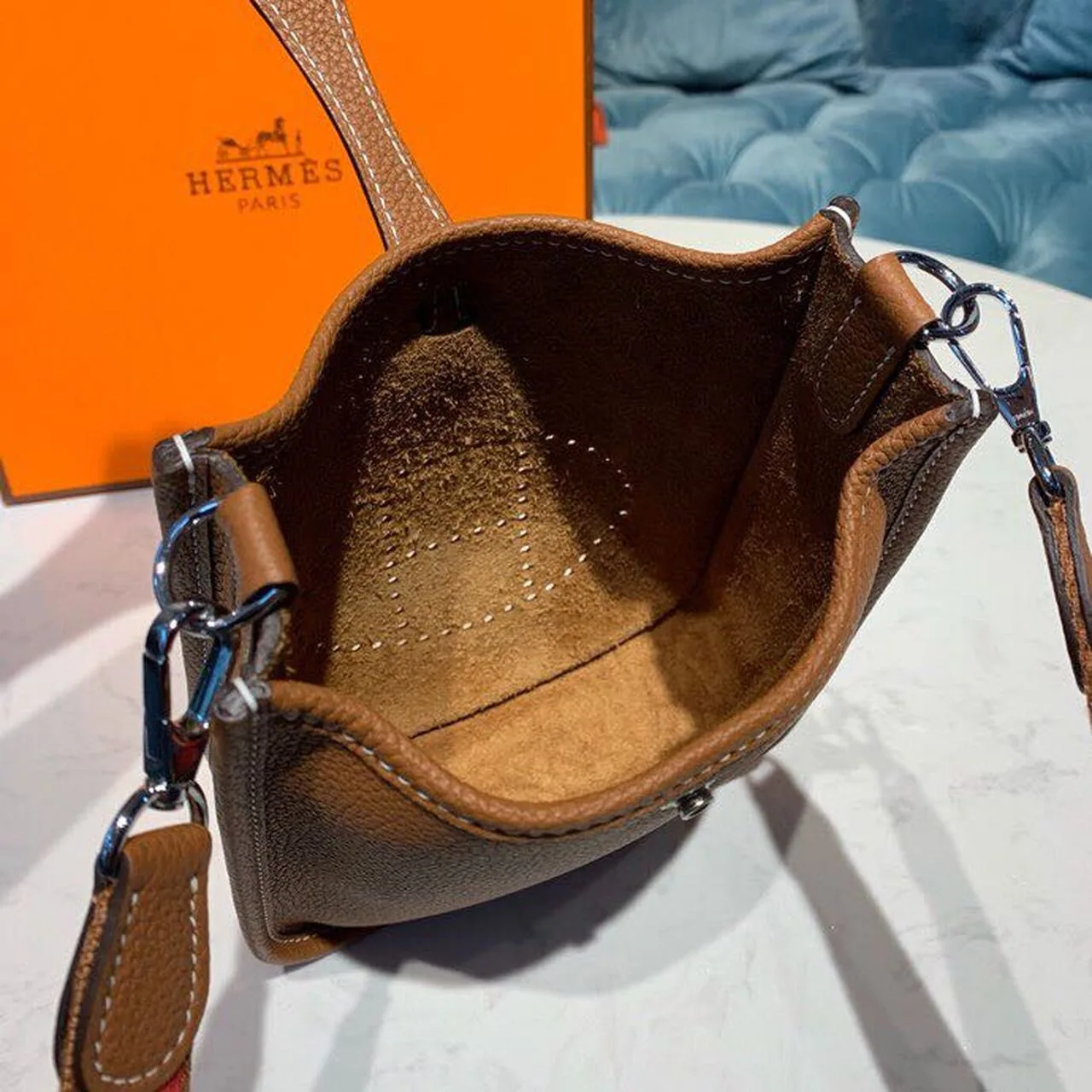 Hermes Mini Evelyne Brown / - Image 9