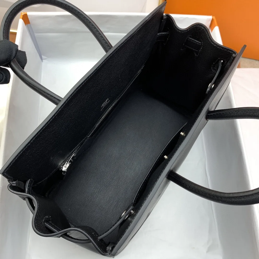 Hermes Birkin Top Handle Bag / Etoupe Shadow Black - Image 4