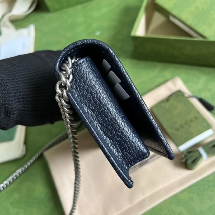 Gucci Horsebit 1955 Wallet With Chain Beige And Blue / - Image 6