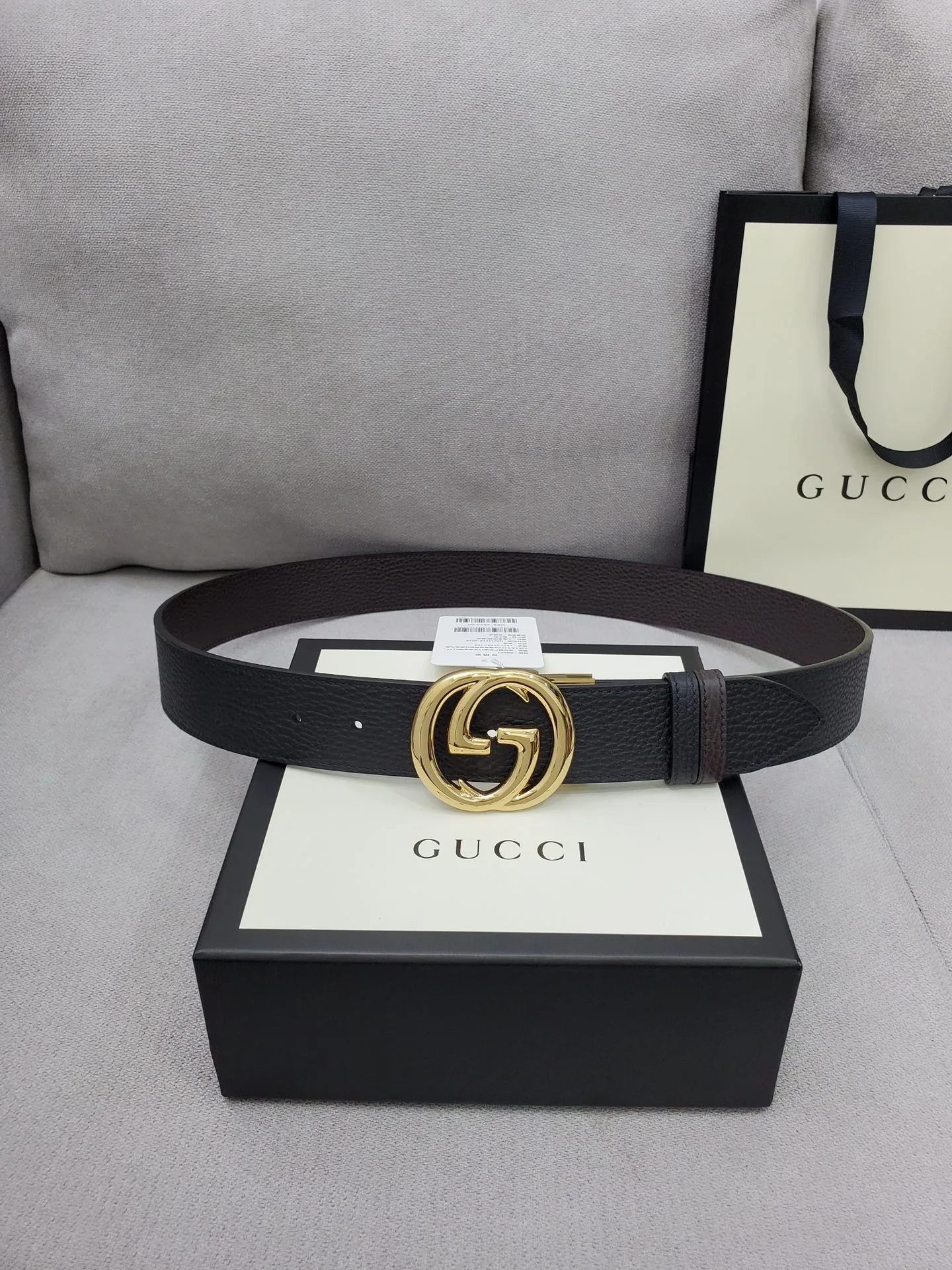 Gucci Belt With Interlocking G Buckle Black - Image 4