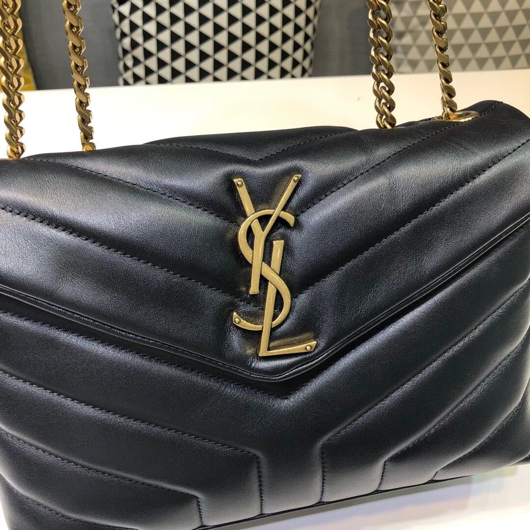 Saint Laurent Loulou Small Chain Bag In Y Black With Gold Hardware / YSL - Image 5